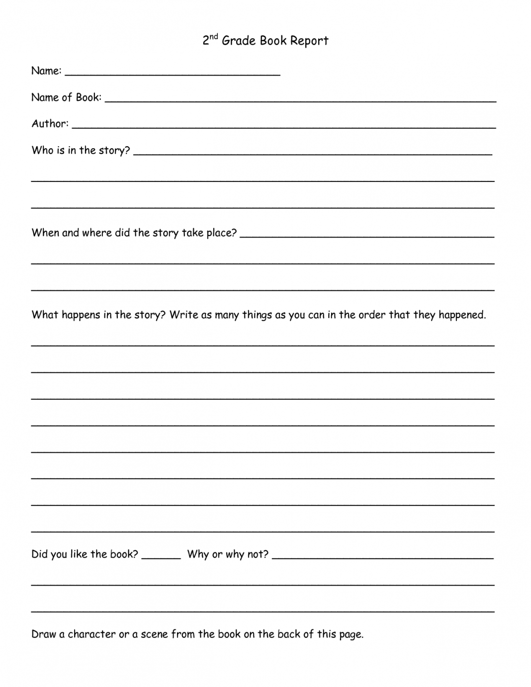 002 202Nd Grade Book Report Template Pdf Examples Free In 6Th Grade Book Report Template