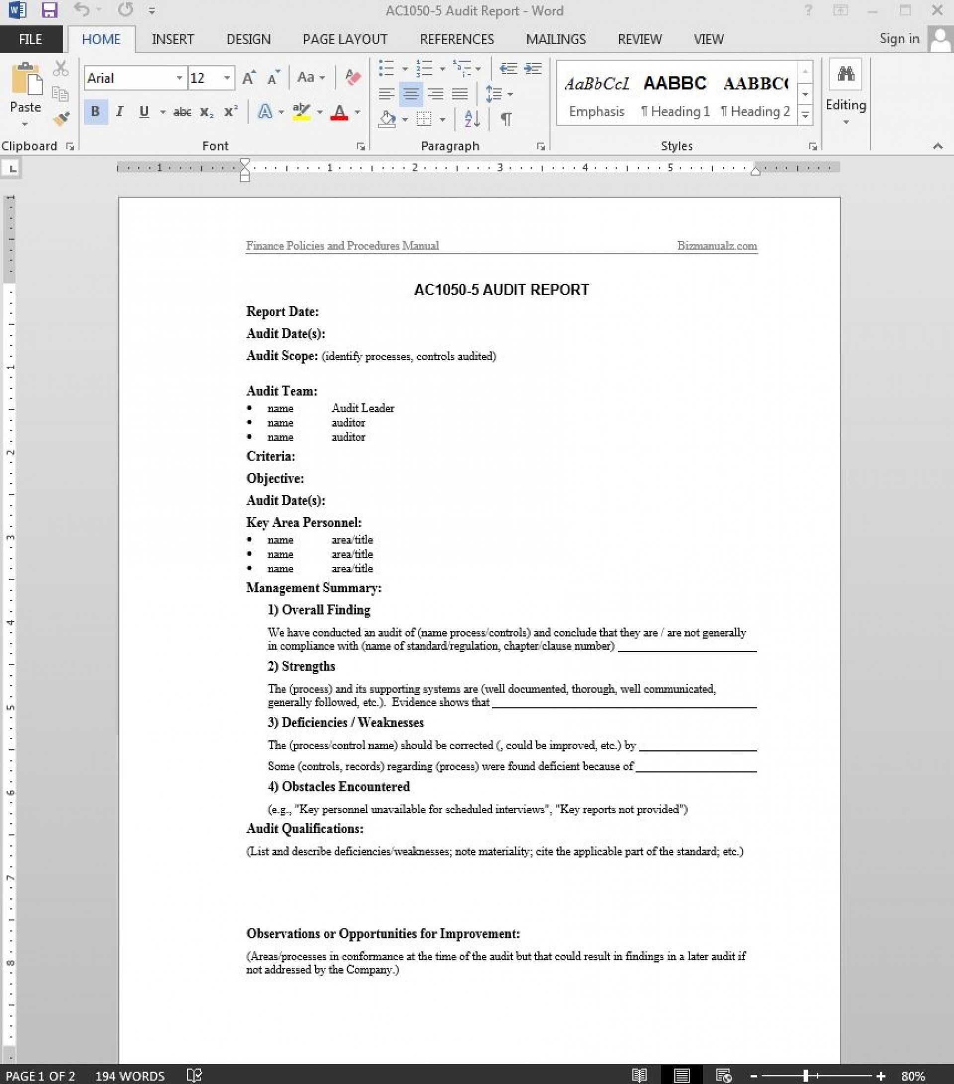 002 Audit Report Template Internal Reports Templates Unique Pertaining To It Audit Report Template Word