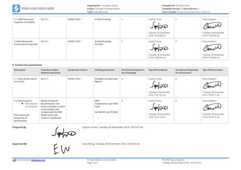 002 Welding Quality Control Plan Sample Template Ideas inside Welding