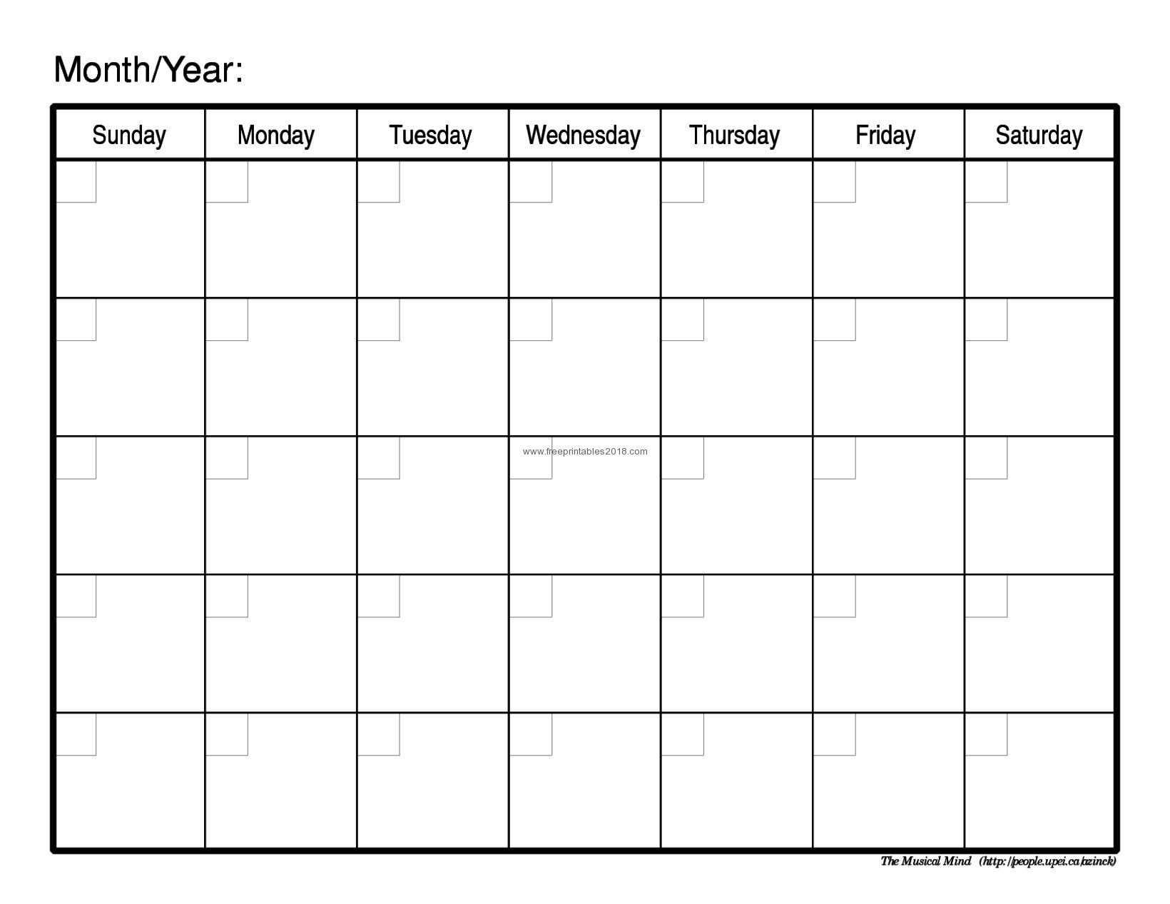 003 Free Printable Calendar Blank Templates Monthly Of With Full Page Blank Calendar Template