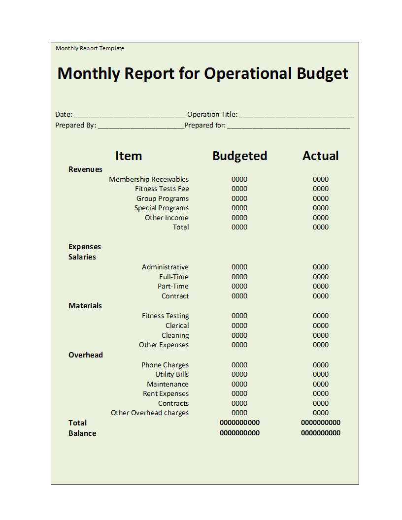 003 Monthly Report Template Ideas Top Financial Statements Intended For Monthly Financial Report Template