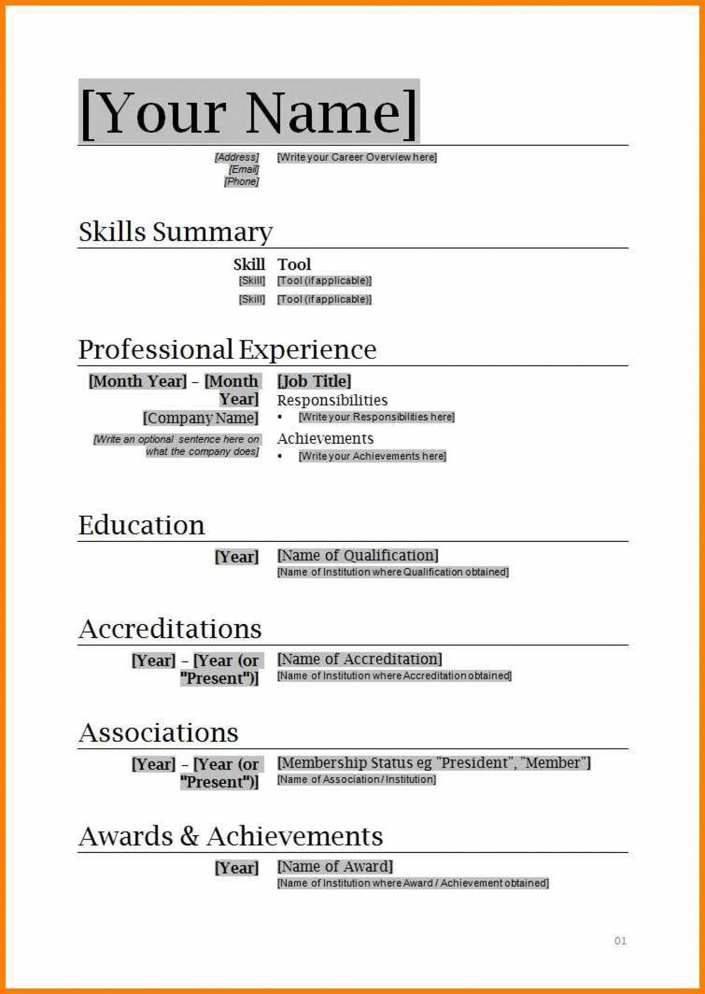 003 Simple Resume Templates Free Download For Microsoft Word Regarding Simple Resume Template Microsoft Word