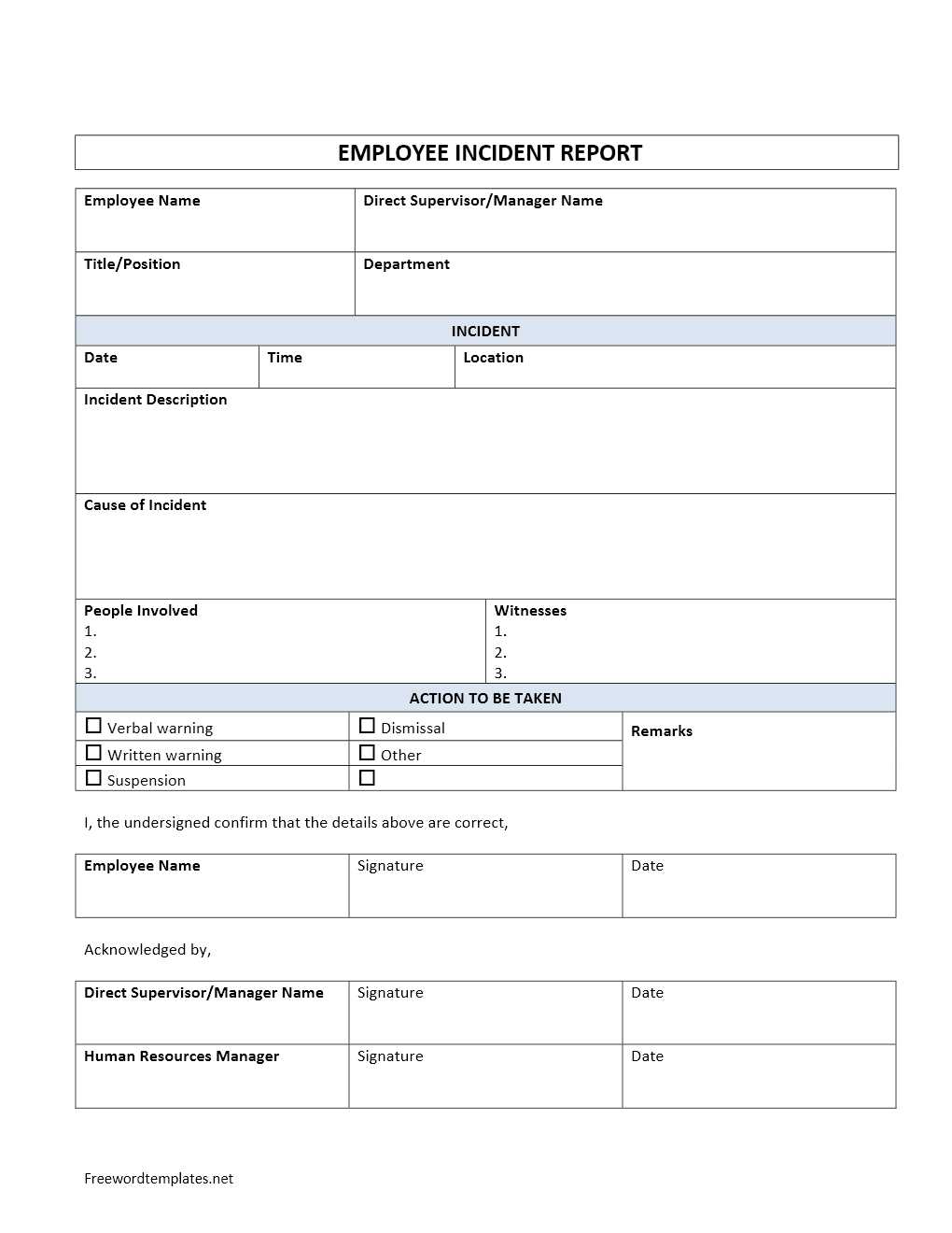 004 Generic Incident Report Template Word Security Samples Within Incident Report Form Template Word