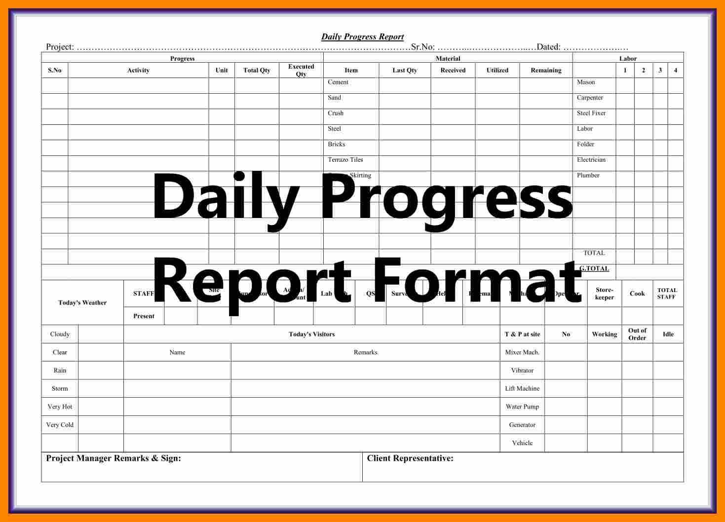 004 Template Ideas Construction Daily Progress Report Within Construction Daily Progress Report Template