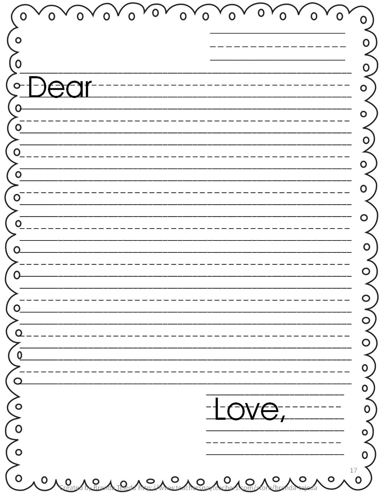 005 Friendly Letter Template Printable Kids Templates Ideas Throughout Blank Letter Writing Template For Kids