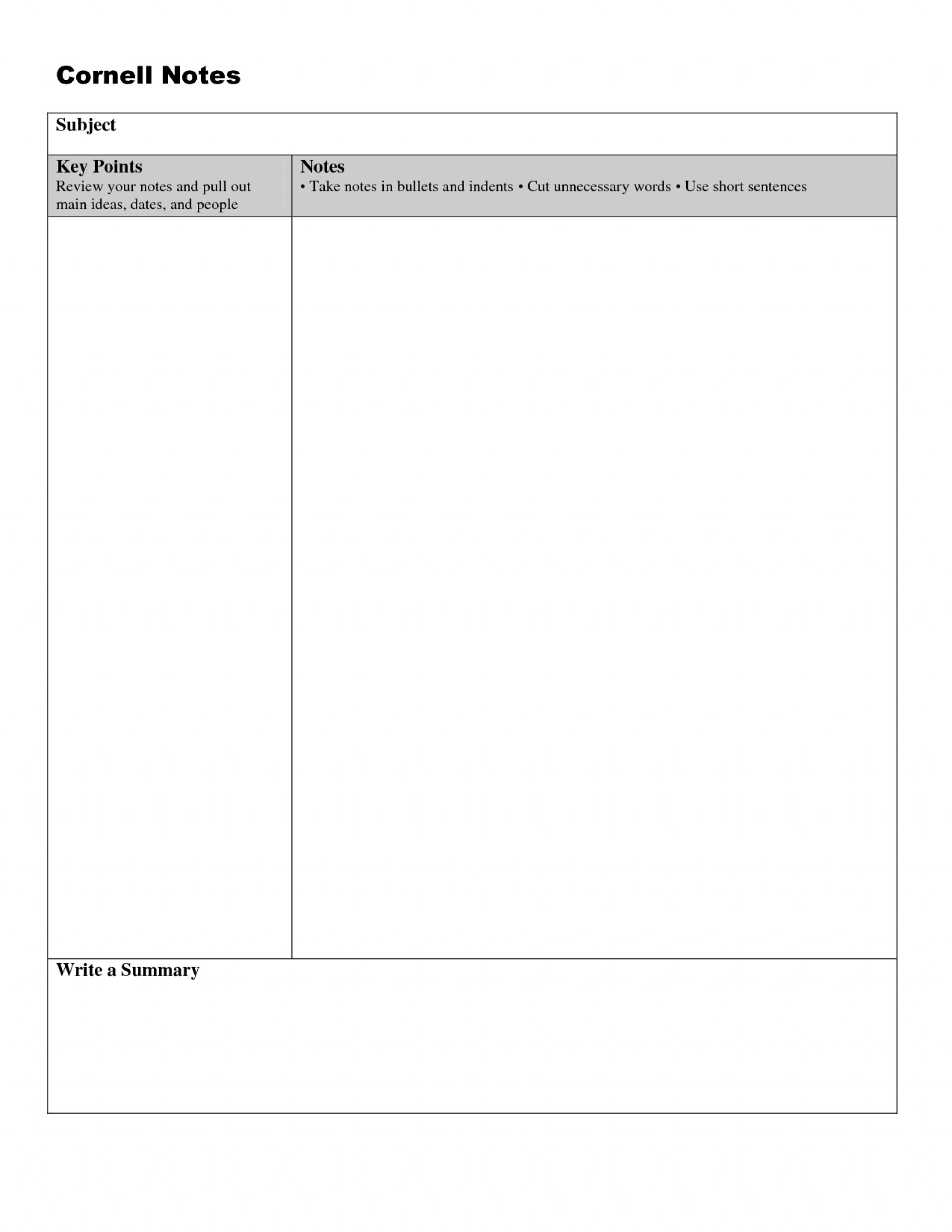 005 Note Taking Template Word Ideas Unforgettable Cornell Throughout Cornell Note Template Word