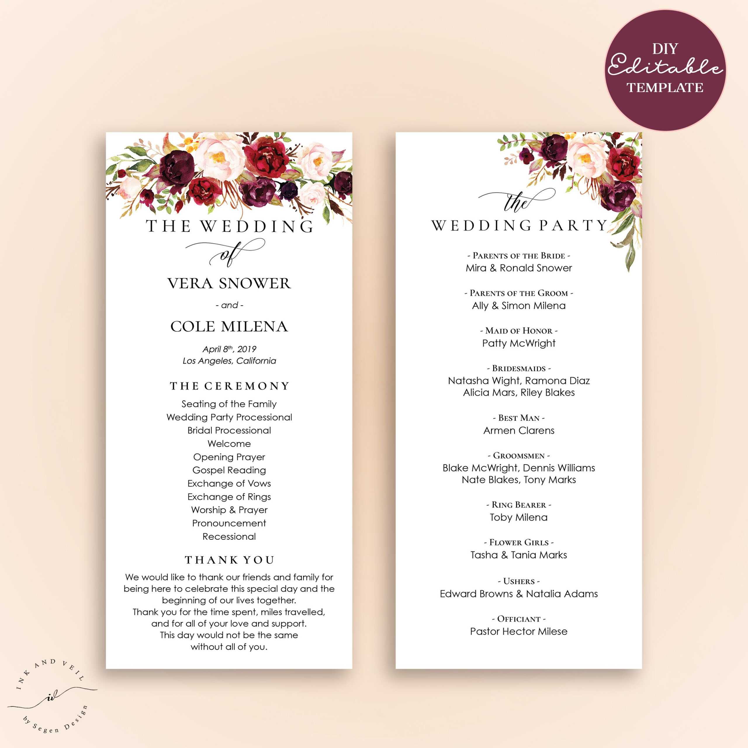 006 Template Ideas Free Downloadable Wedding Program With Regard To Free Printable Wedding Program Templates Word