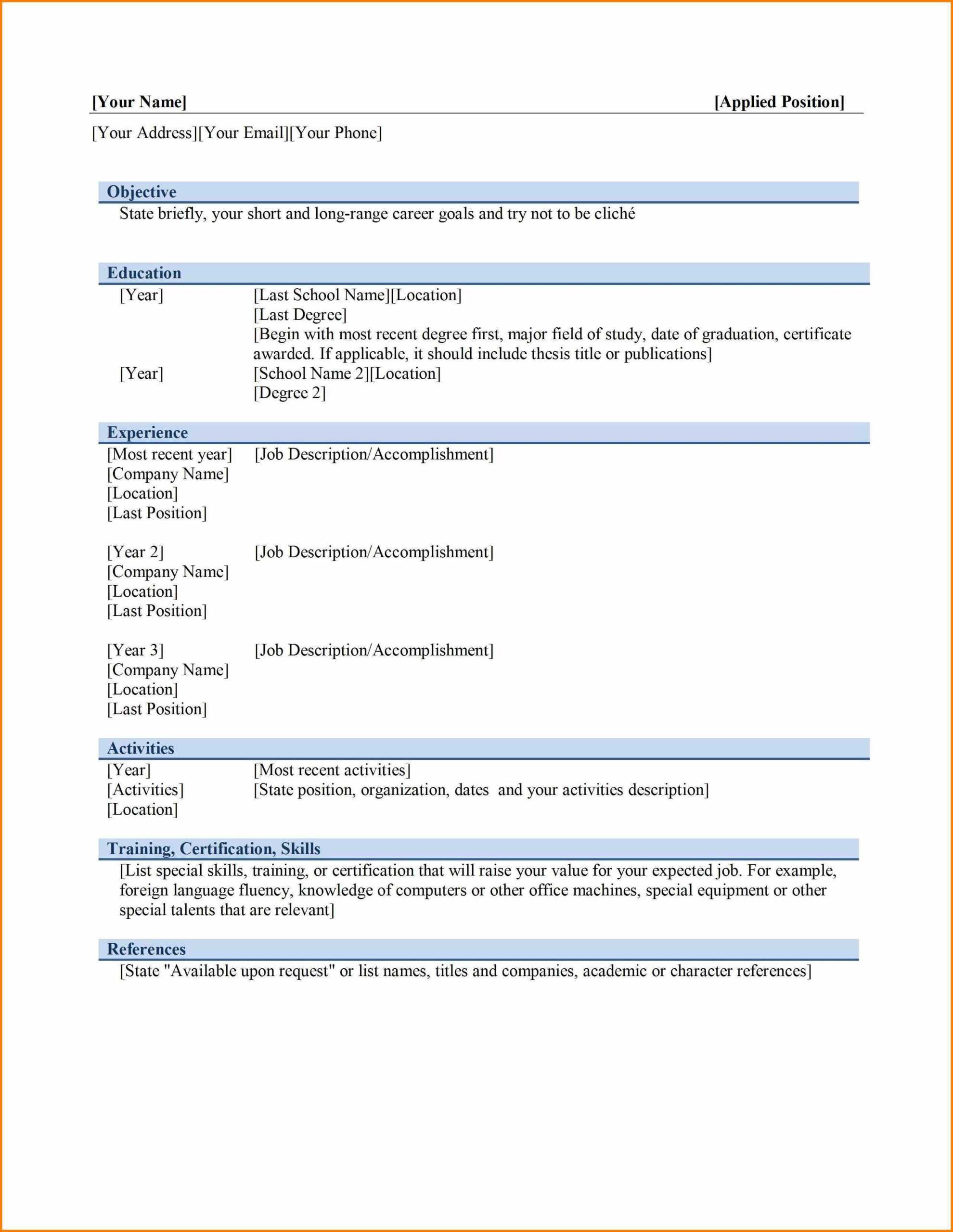 007 Download Best Cv Format In Ms Word Premade Resume Throughout Ms Word Thesis Template