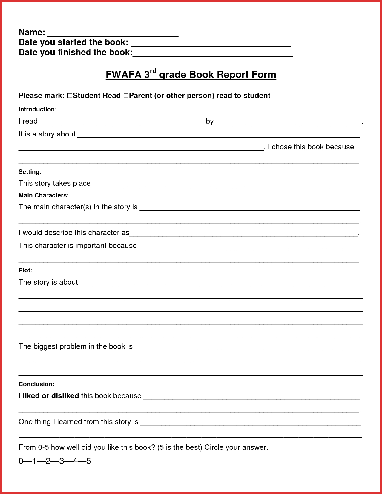 010 6Th Grade Book Report Template Ideas 3Rd Pdf Best Of Inside Story Report Template