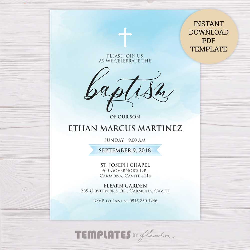 011 Free Baptism Invitation Templates Template Ideas Boy1 For Blank Christening Invitation Templates