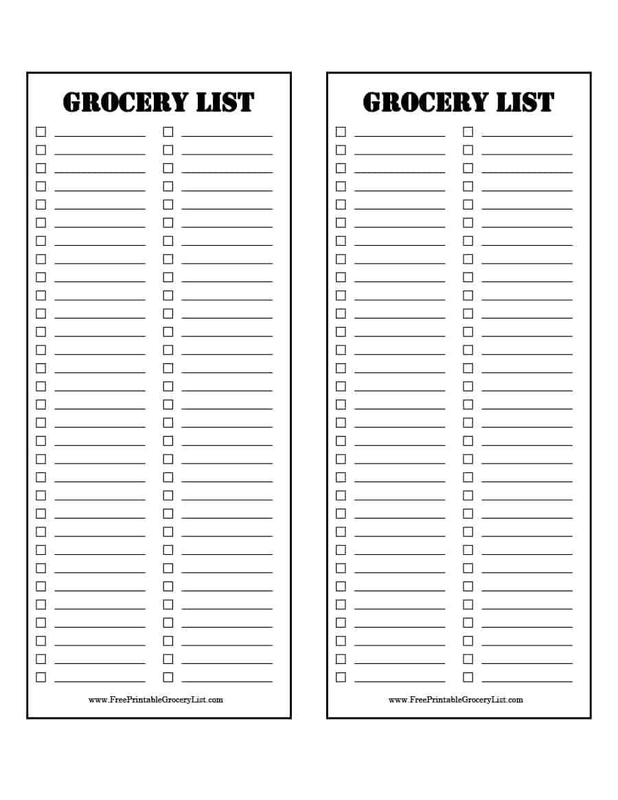 011 Template Ideas Printable Grocery List Free Lists In Blank Grocery Shopping List Template