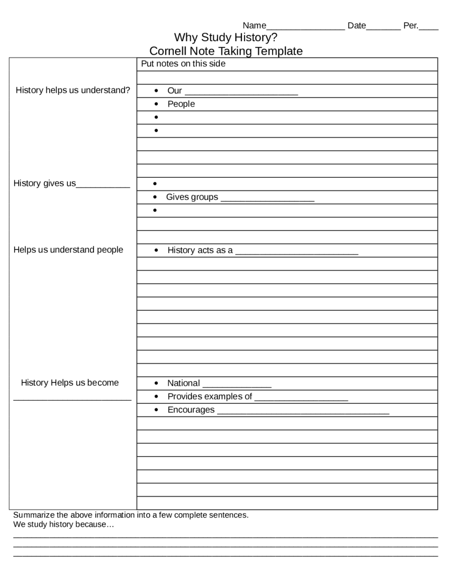 012 Template Ideas Cornell Notes Rare Download Free Word With Note Taking Template Word