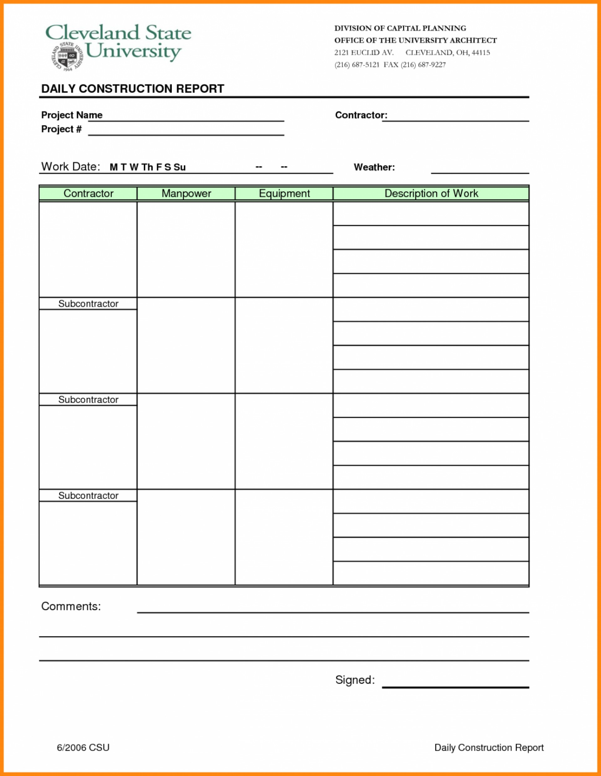 013 Construction Daily Progress Report Template Excel Ideas Throughout Construction Deficiency Report Template
