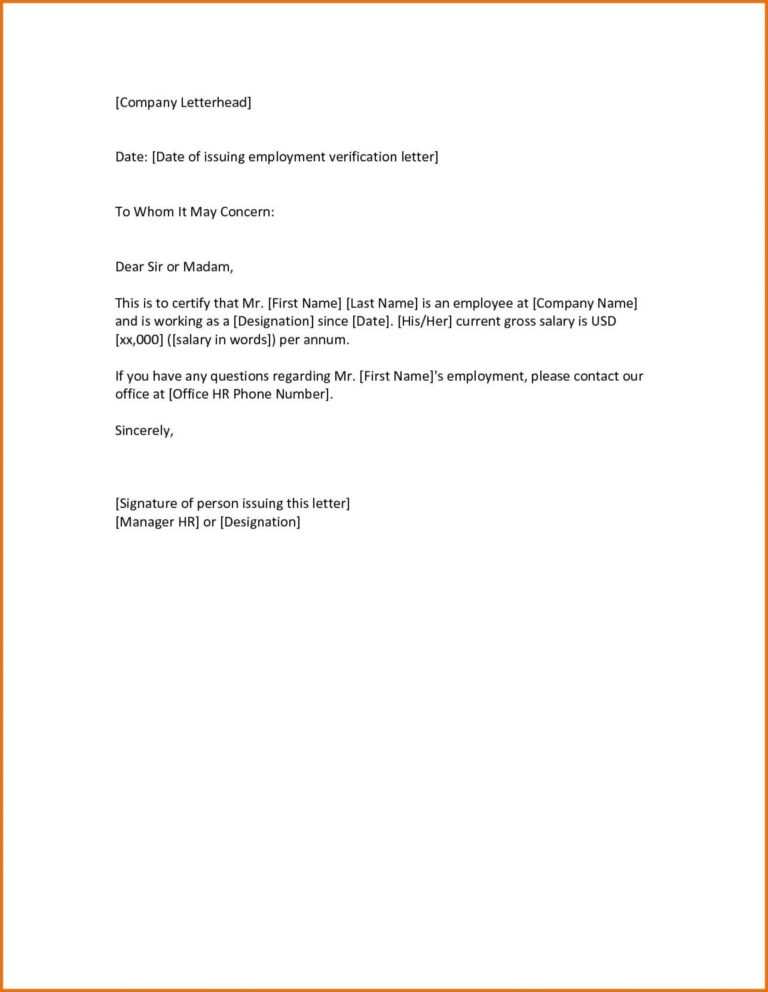 013 Employment Verification Letter Template Word Free Ideas inside ...