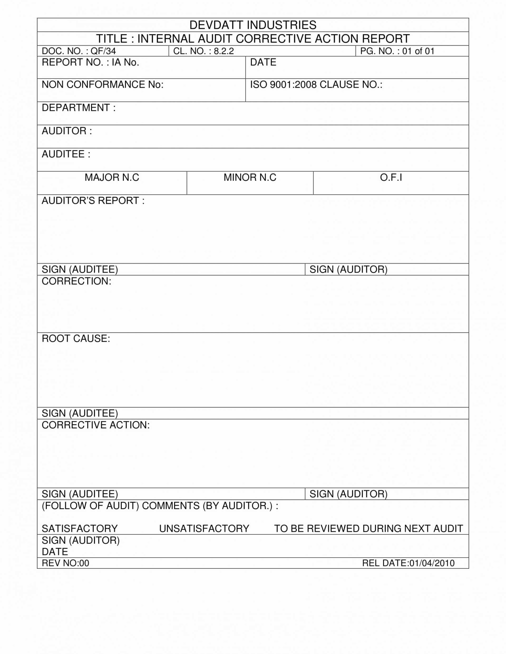 014 Corrective Action Form Template Word Ideas New Non Throughout Non Conformance Report Form Template