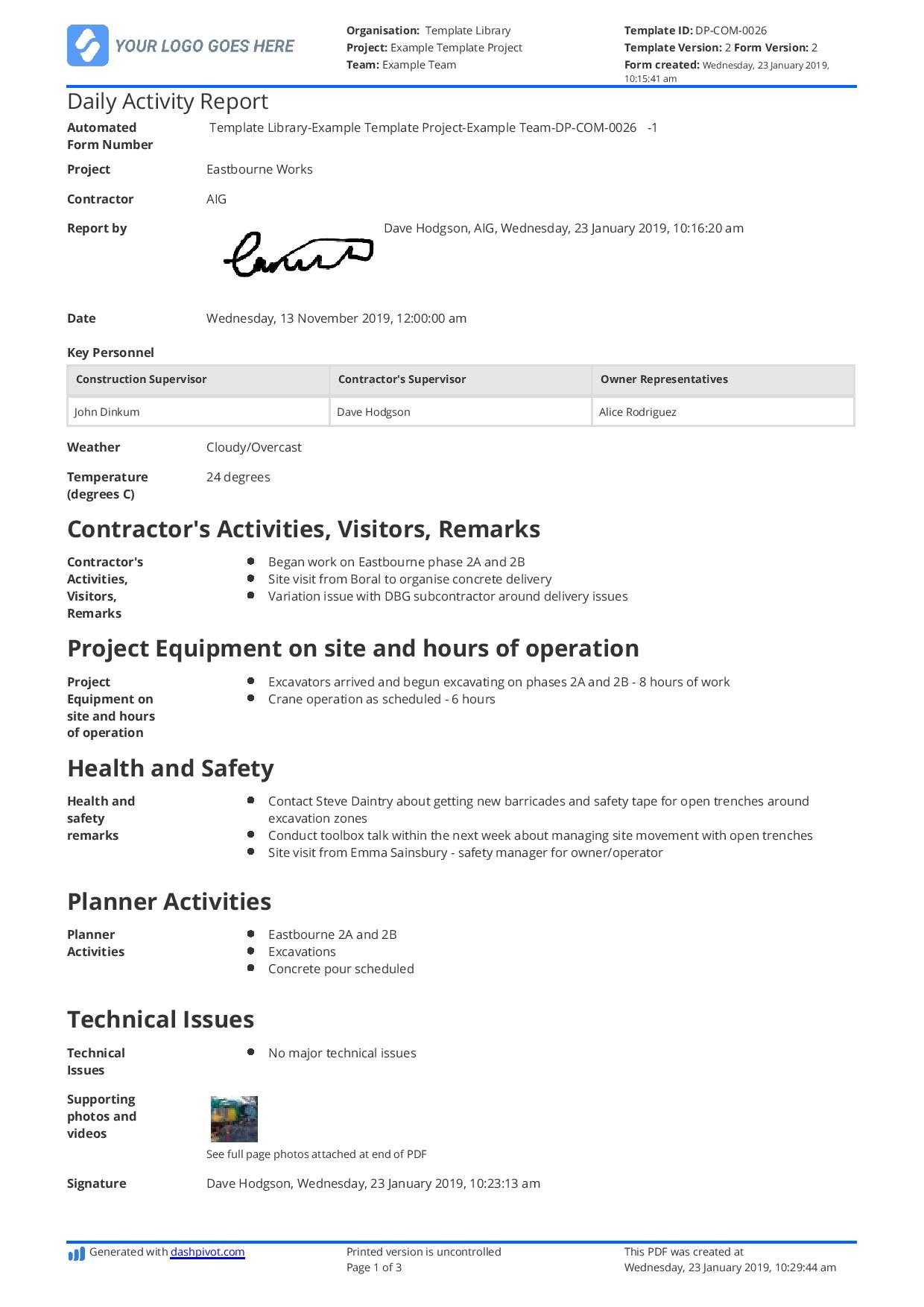 014 Template Ideas Daily Construction Site Report Format In Intended For Customer Site Visit Report Template