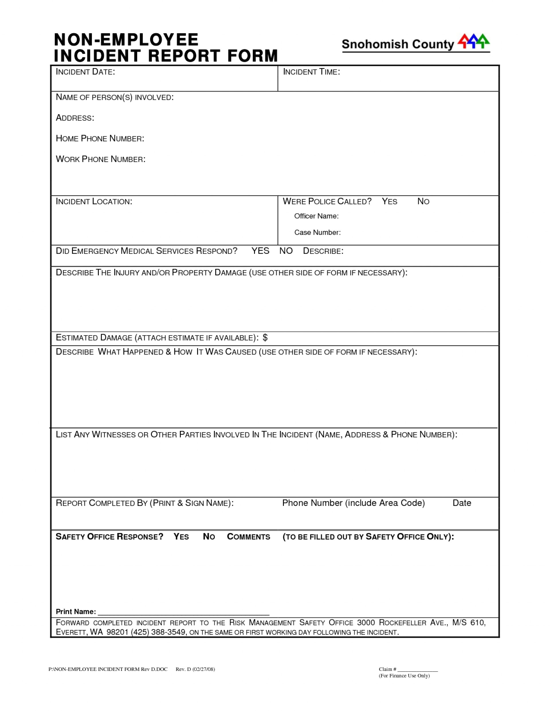 015 Hospital Incident Report Formemplate Word Sample Intended For Office Incident Report Template