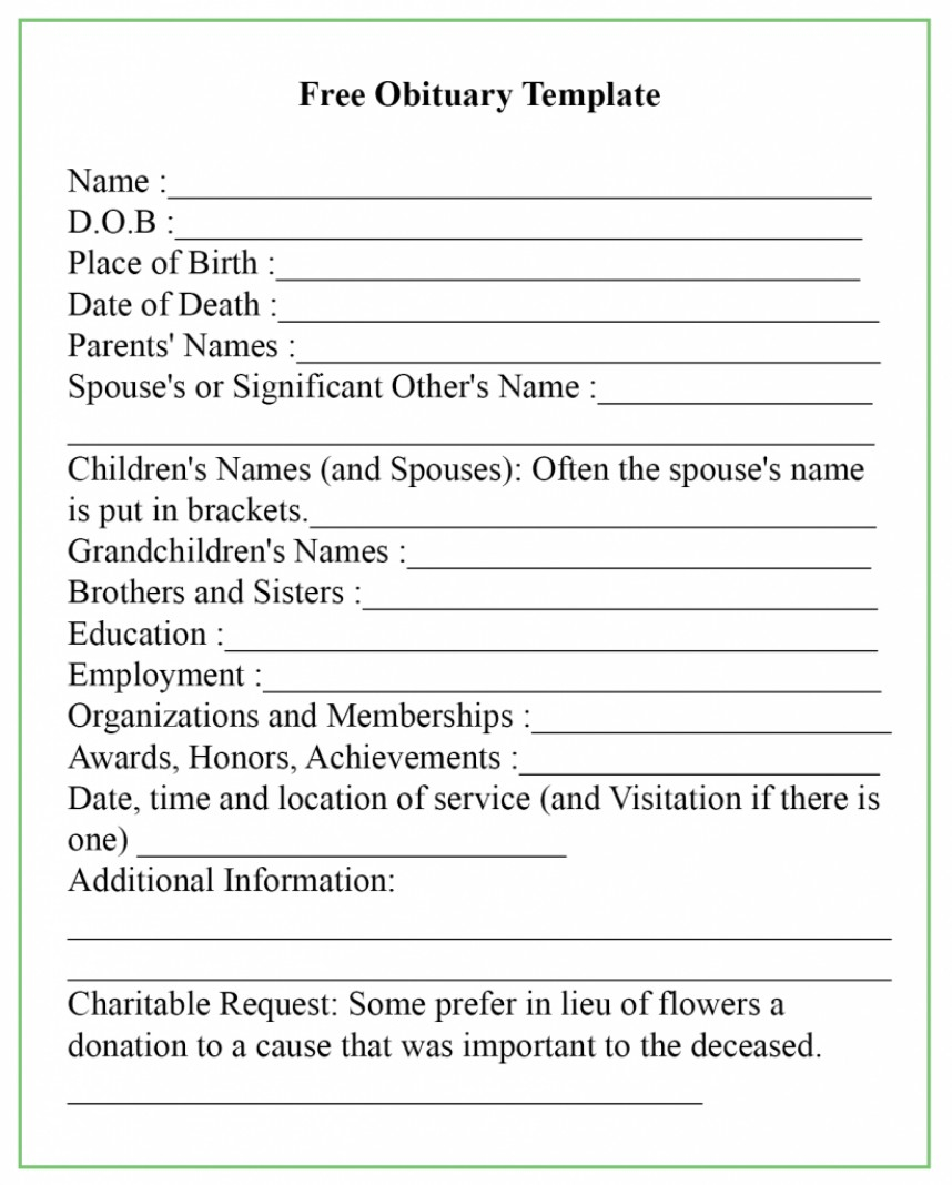016 Funeral Program Template Ideas Free Printable Obituary With Fill In The Blank Obituary Template
