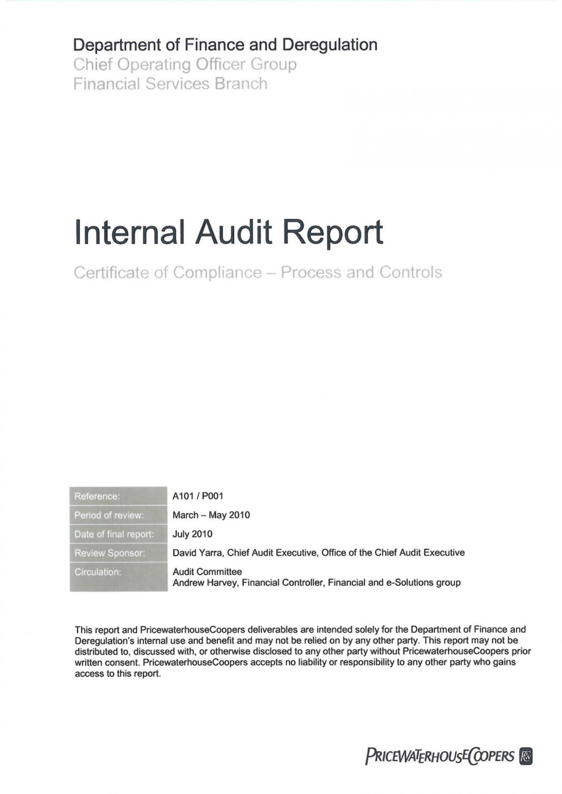 017 Detailed Internal Audit Report Example Template Throughout Internal Control Audit Report Template