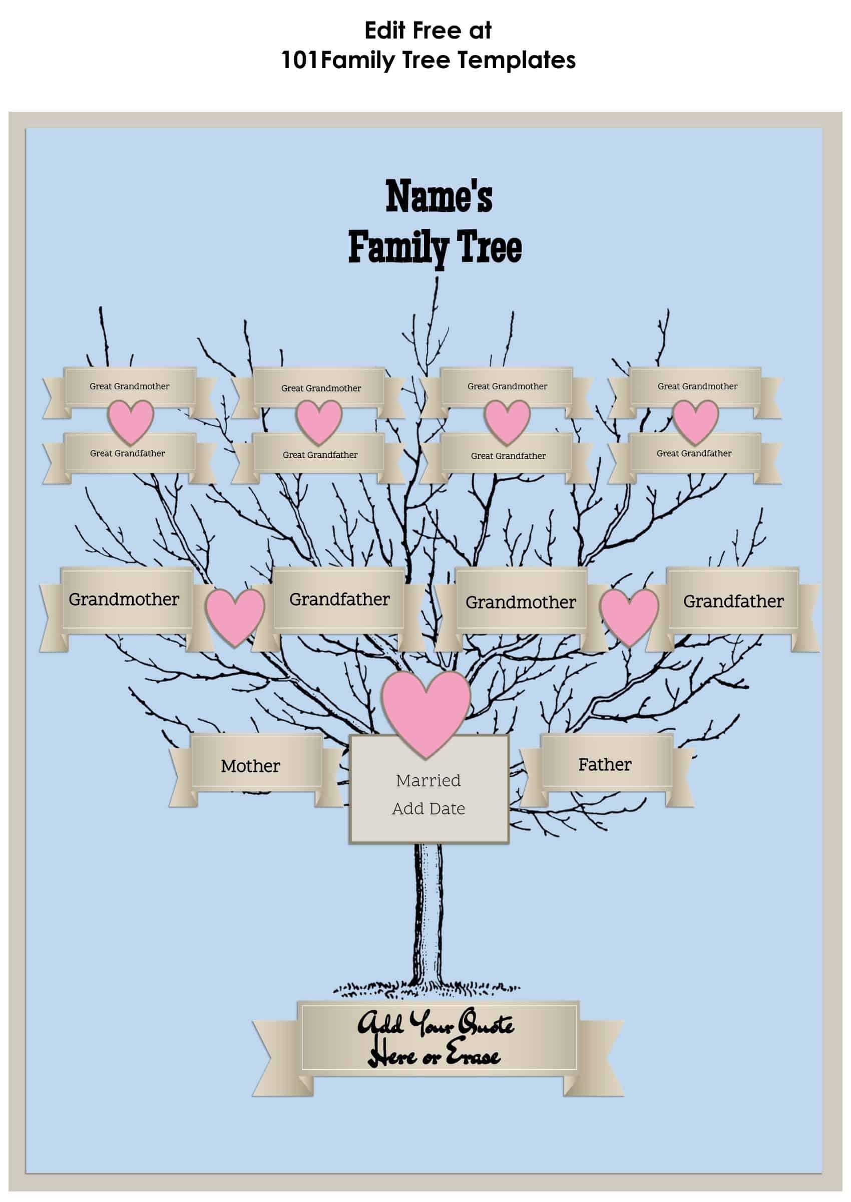 017 Free Editable Family Tree Template Ideas Outstanding Intended For 3 Generation Family Tree Template Word