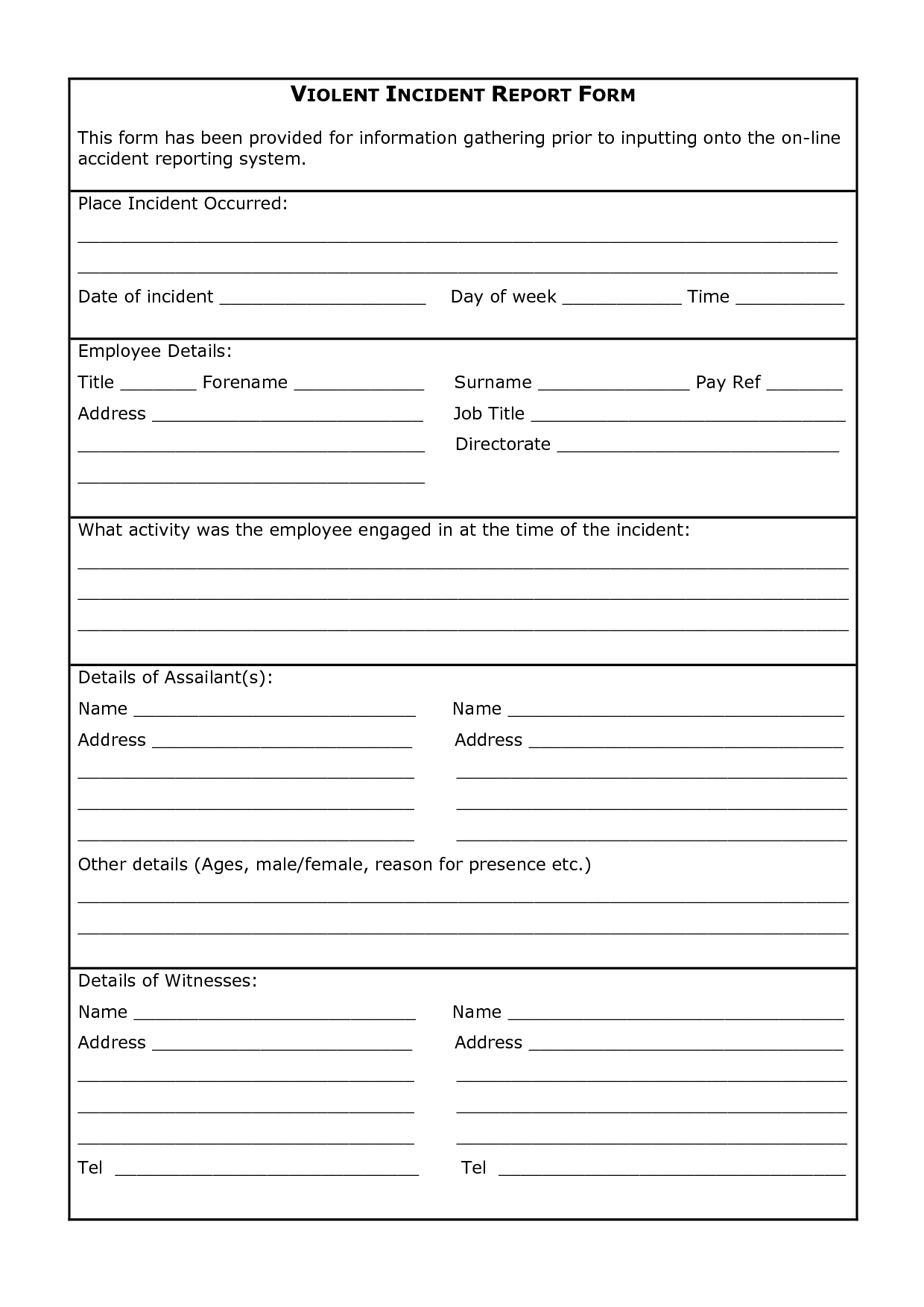 017 Vehicle Accident Report Form Template Doc Ideas Pertaining To Incident Report Form Template Doc