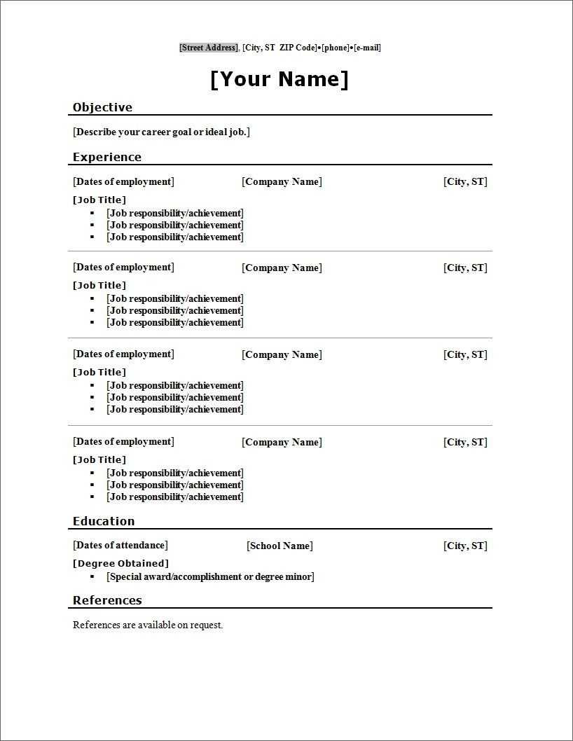 018 Blank Resume Template Microsoft Word Templates For Ms Inside Blank Resume Templates For Microsoft Word