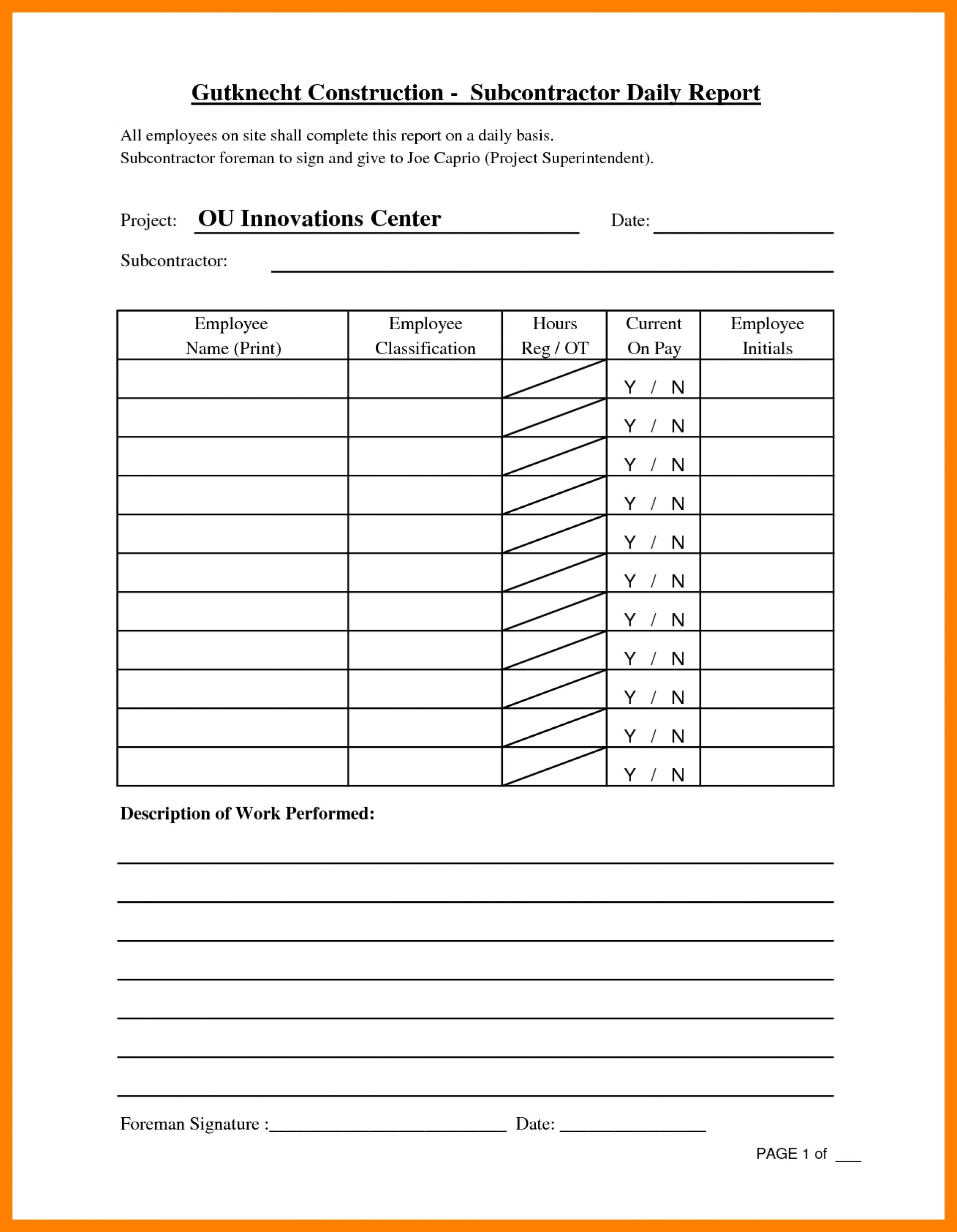 019 Image8 Daily Work Report Template Dreaded Ideas Format With Regard To Daily Work Report Template