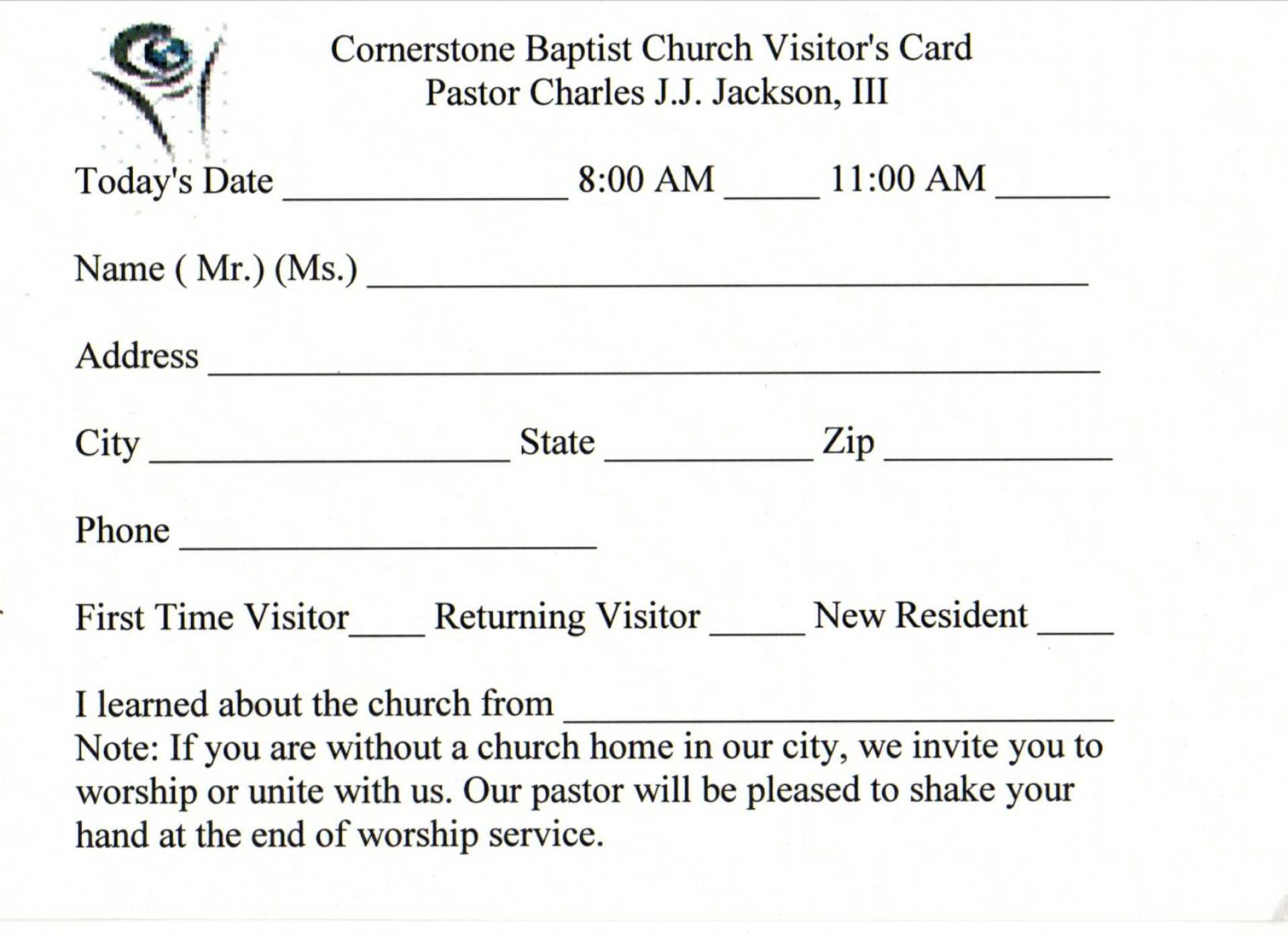 019 Template Ideas Church Visitor Card Word Impressive With Regard To Church Visitor Card Template Word