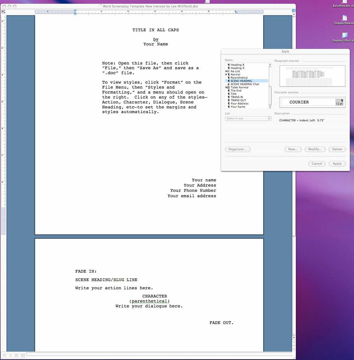 020 Microsoft Word Screenplay Template Ideas Format Pertaining To Microsoft Word Screenplay Template
