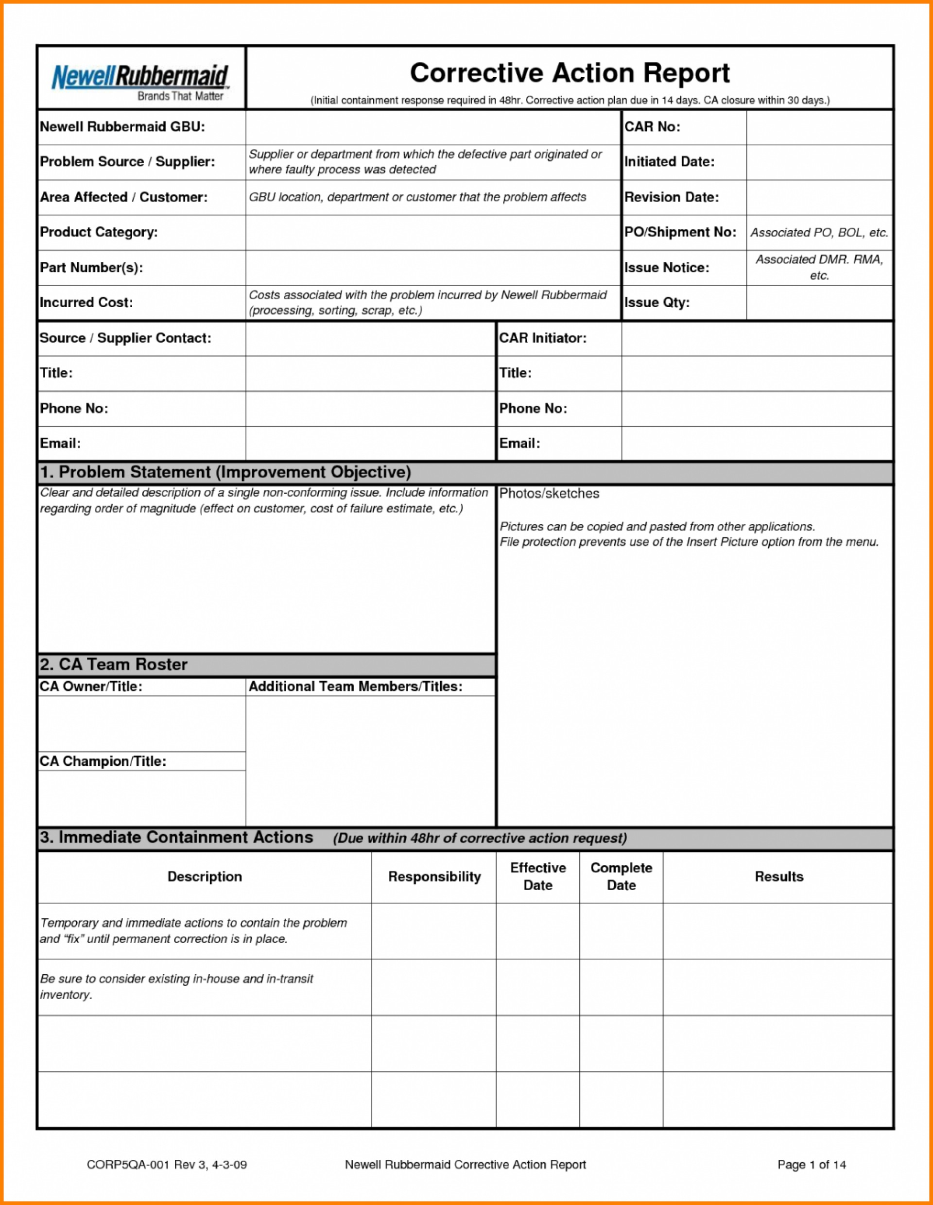 021 Corrective Action Form Template Ideas 20Form Report Inside 8D Report Format Template