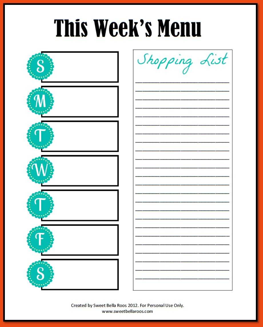 021 Free Weekly Meal Planner Template With Grocery List Pdf Regarding Weekly Meal Planner Template Word