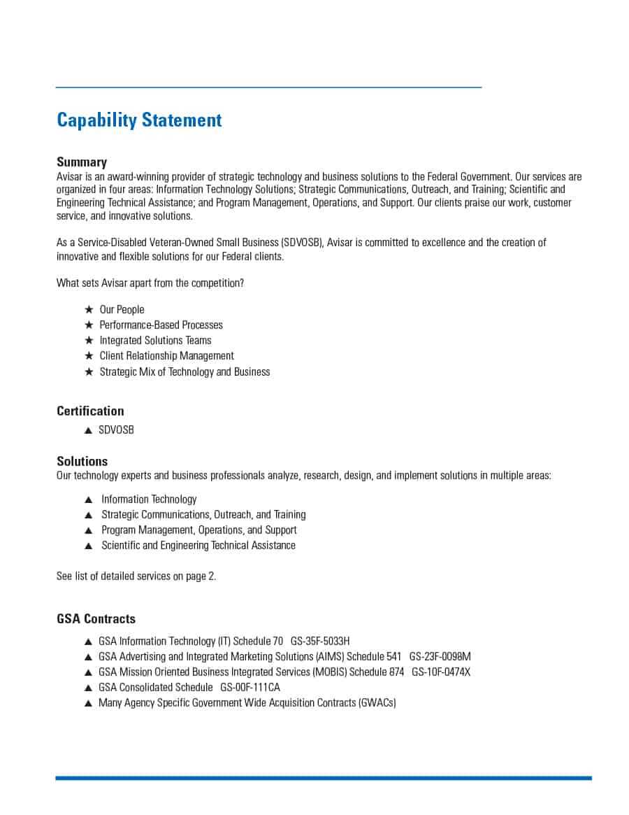 022 Free Capability Statement Template Word Ideas Wonderful Inside Capability Statement Template Word