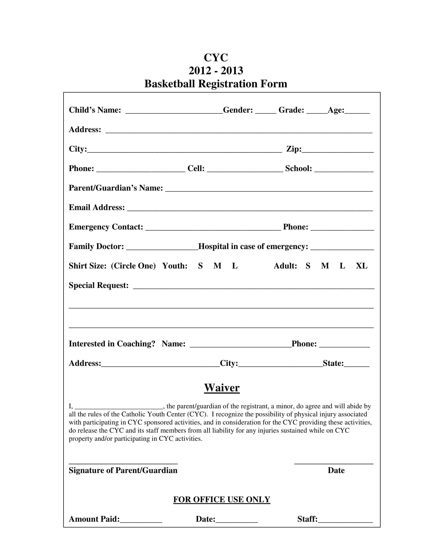 022 Free Printable Camp Registration Form Templates Template With Regard To Camp Registration Form Template Word
