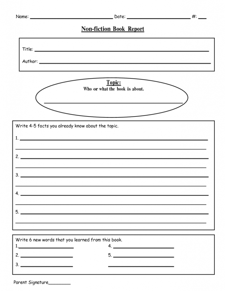 023 Template Ideas Free Printable Book Report Templates Non in Book ...
