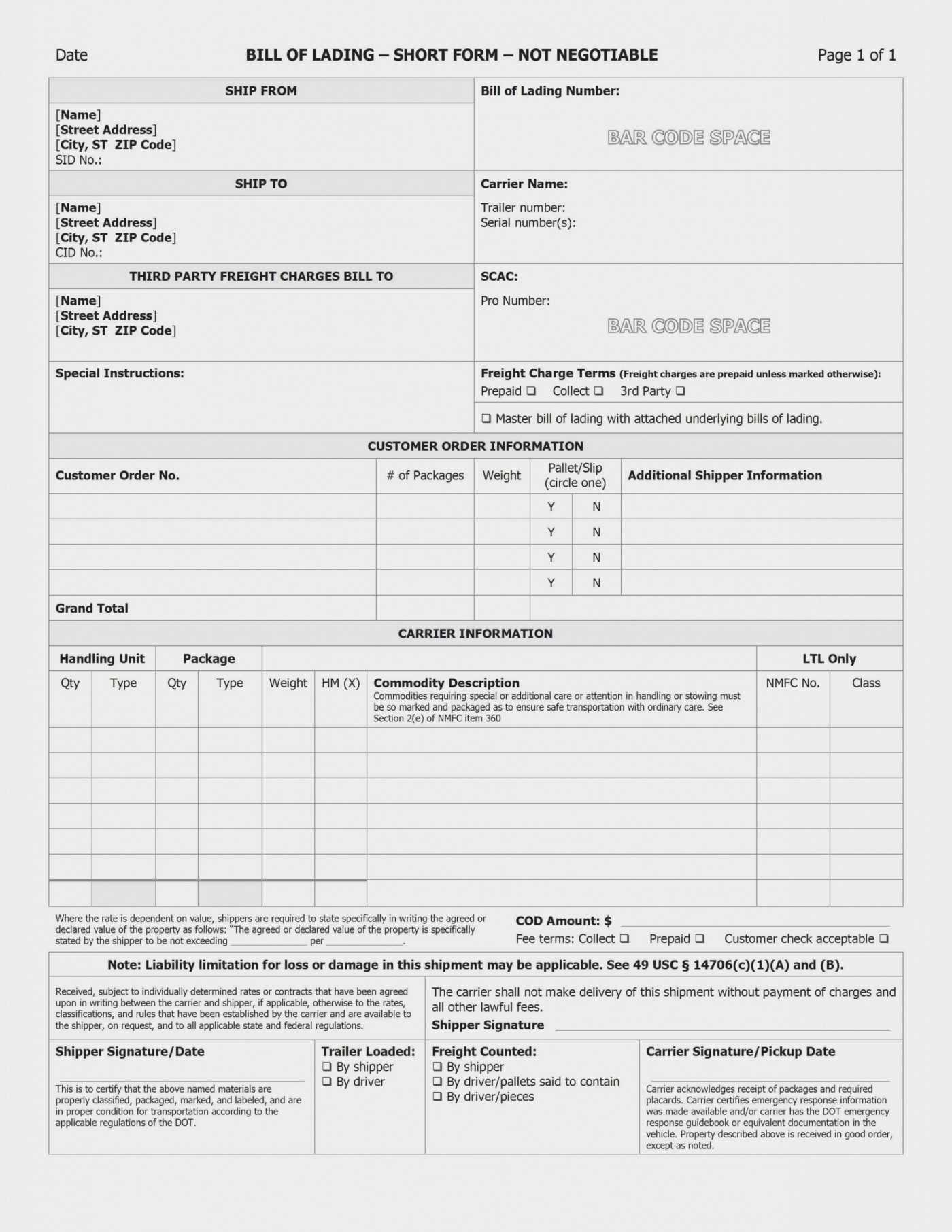 024 Template Ideas Bill Of Lading Best Free Forms Amp Within Fedex Label Template Word
