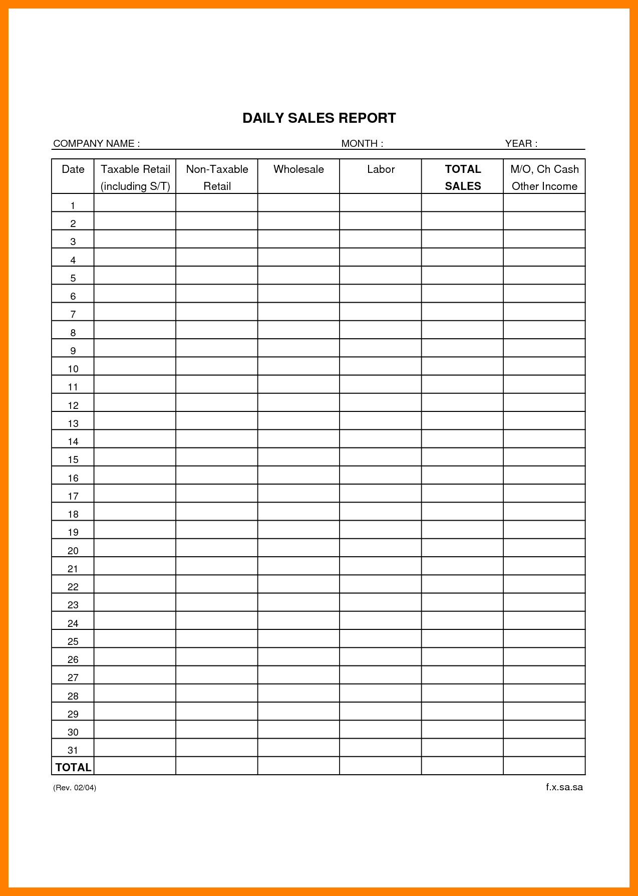 025 Daily Sales Report Template Retail Business Templates In Daily Sales Report Template Excel Free