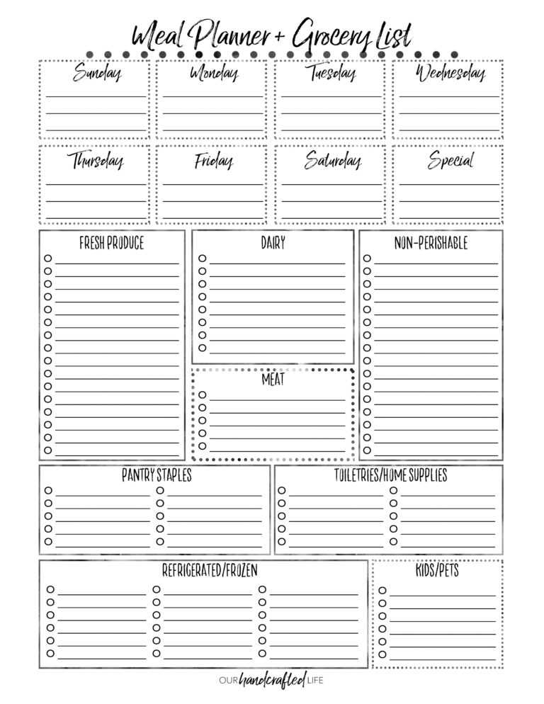 025 Free Meal Planner Template Word Printable Weekly Plan with Menu Planning Template Word ...