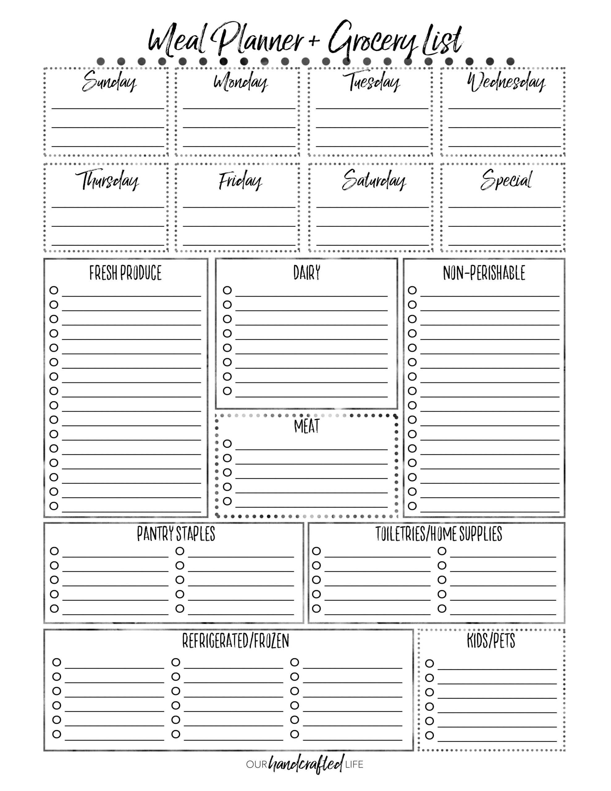 025 Free Meal Planner Template Word Printable Weekly Plan With Menu Planning Template Word