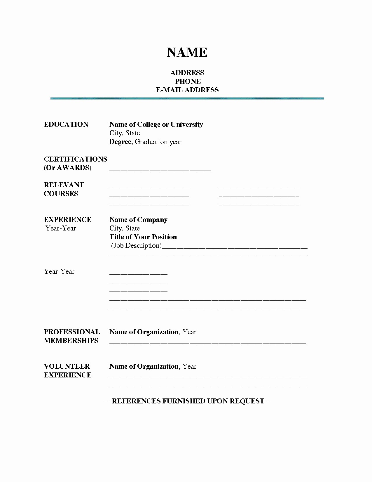 027 Free Blank Resume Templates Blanksume Form Professional Intended For Free Blank Resume Templates For Microsoft Word