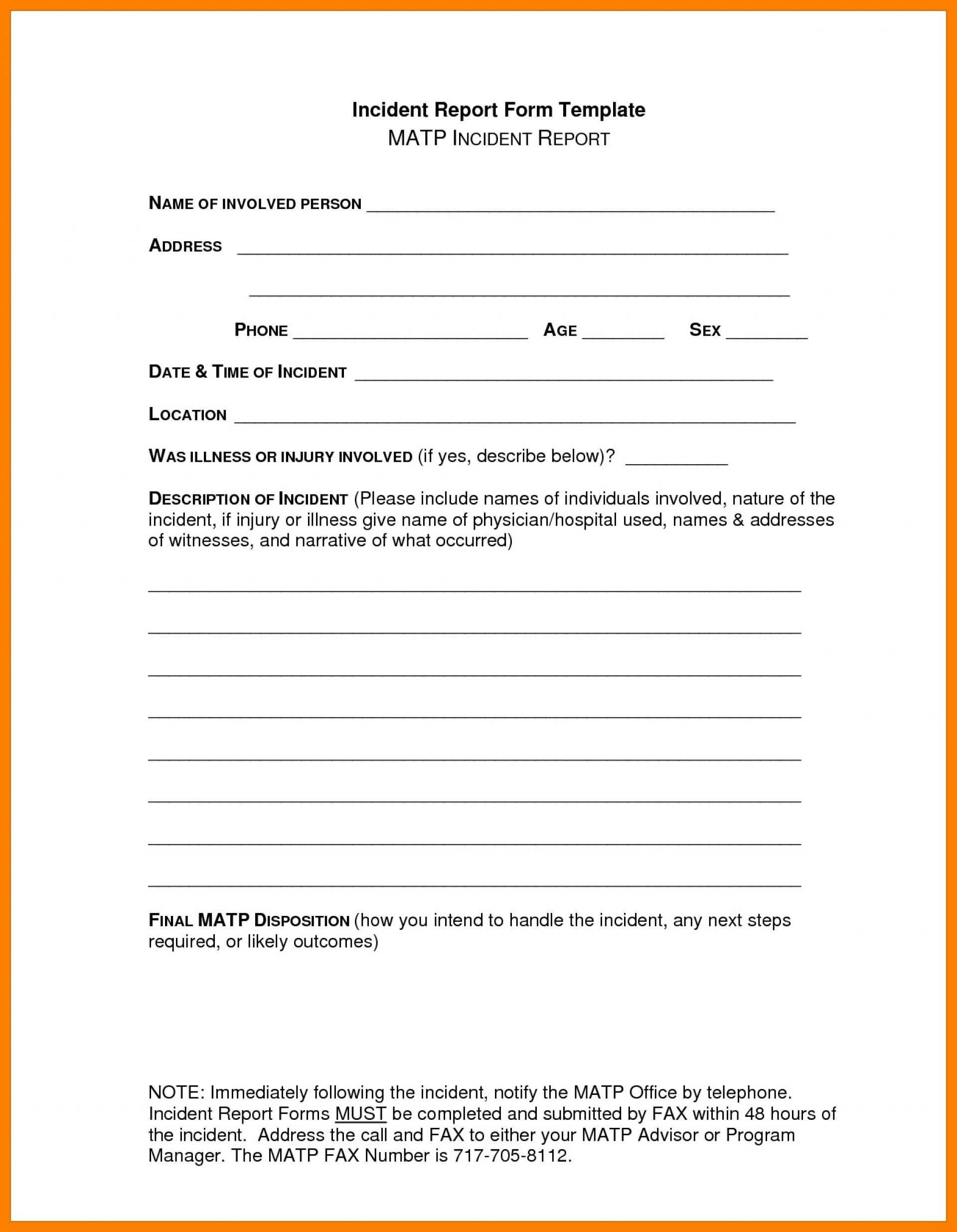 029 Template Ideas Incident Report Form Word Equipment With Regard To Customer Incident Report Form Template