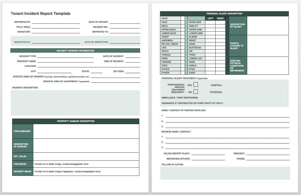030 Ic Tenant Incident Report Template Ideas Staggering Form With Fault Report Template Word