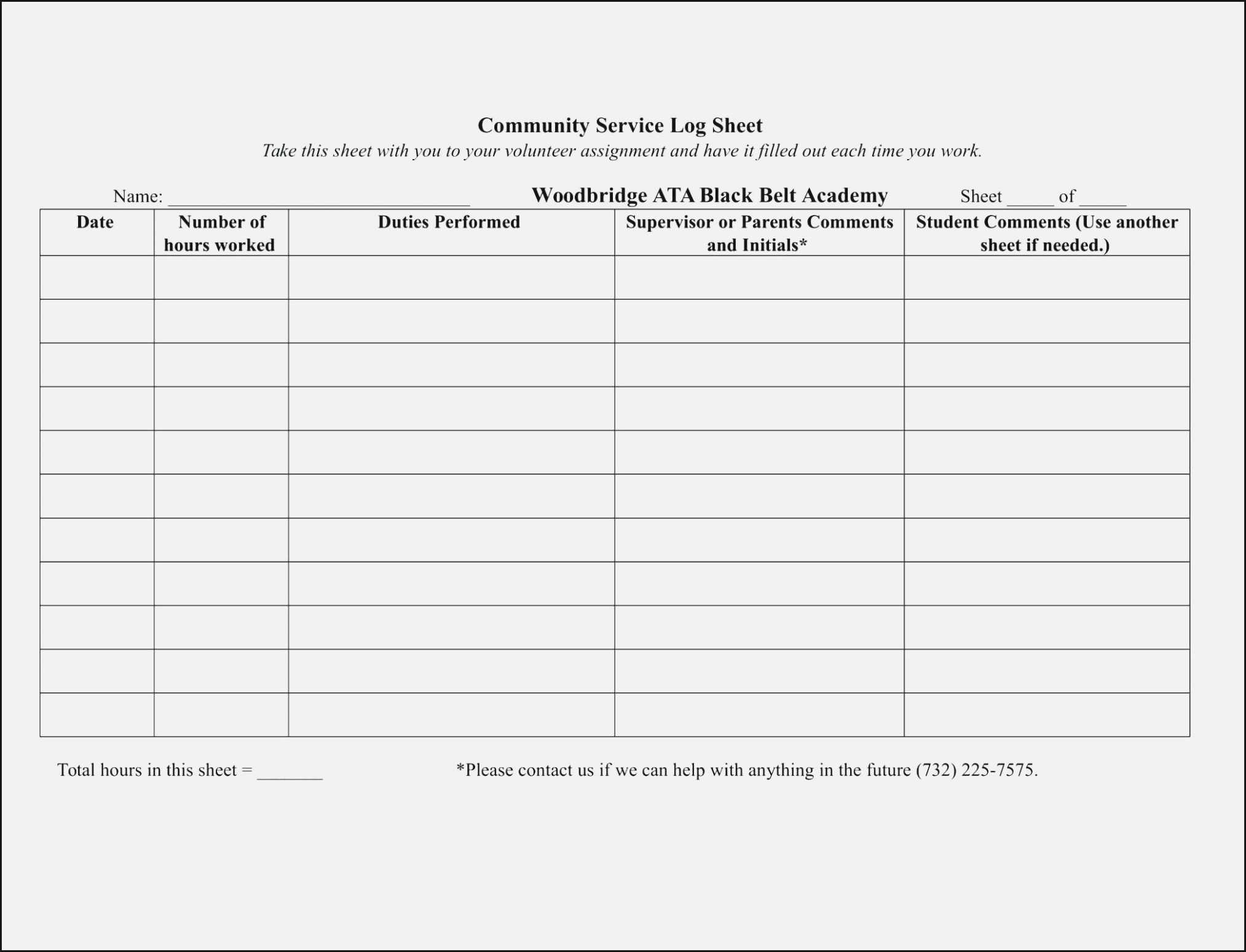 031 20Volunteer Hours Form Community Service Pdf Best Of In Community Service Template Word