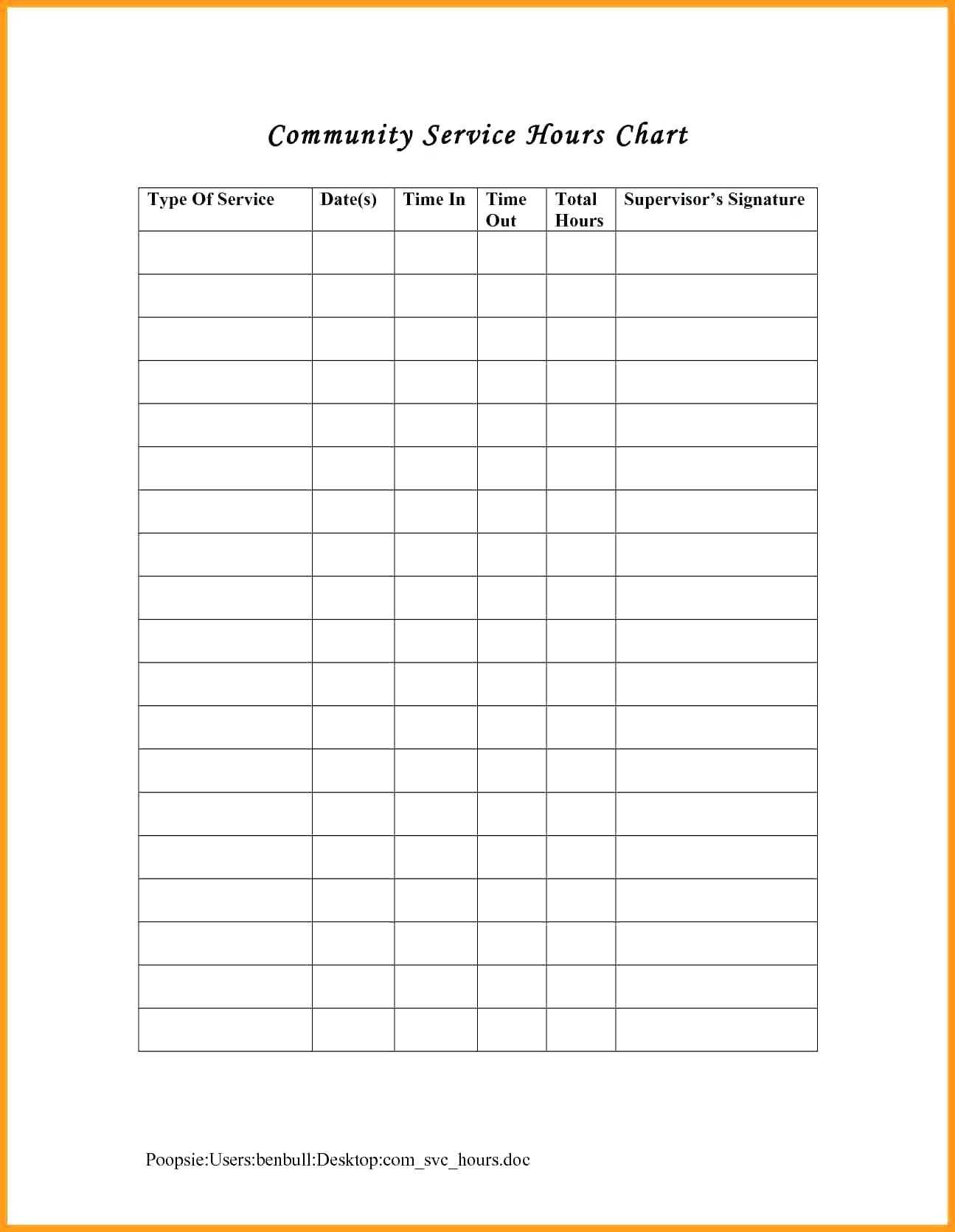 031 20Volunteer Hours Form Community Service Pdf Best Of Pertaining To Community Service Template Word