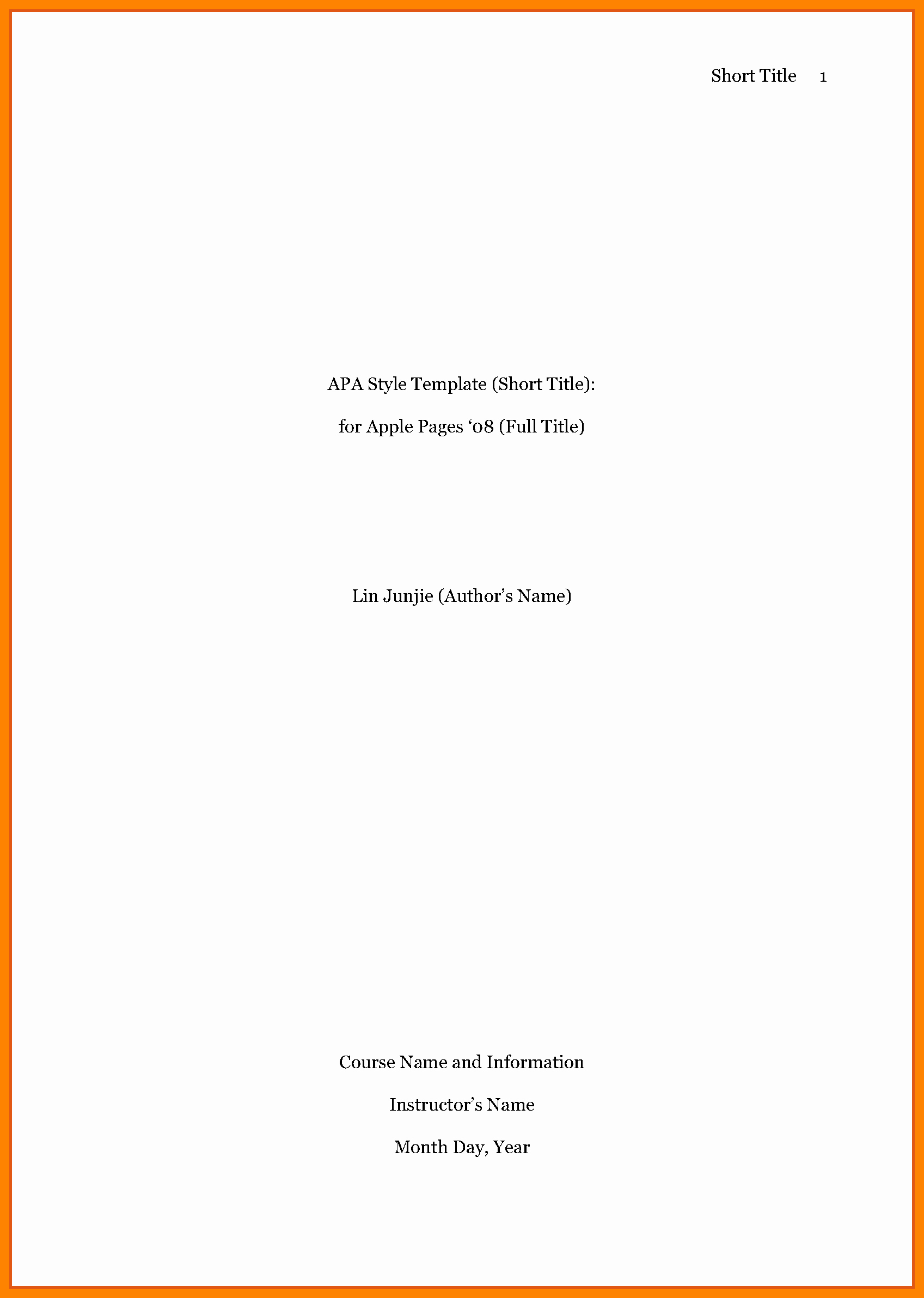 031 Apa Style Title Page Example Fresh Format Cover Of With Regard To Apa Format Template Word 2013