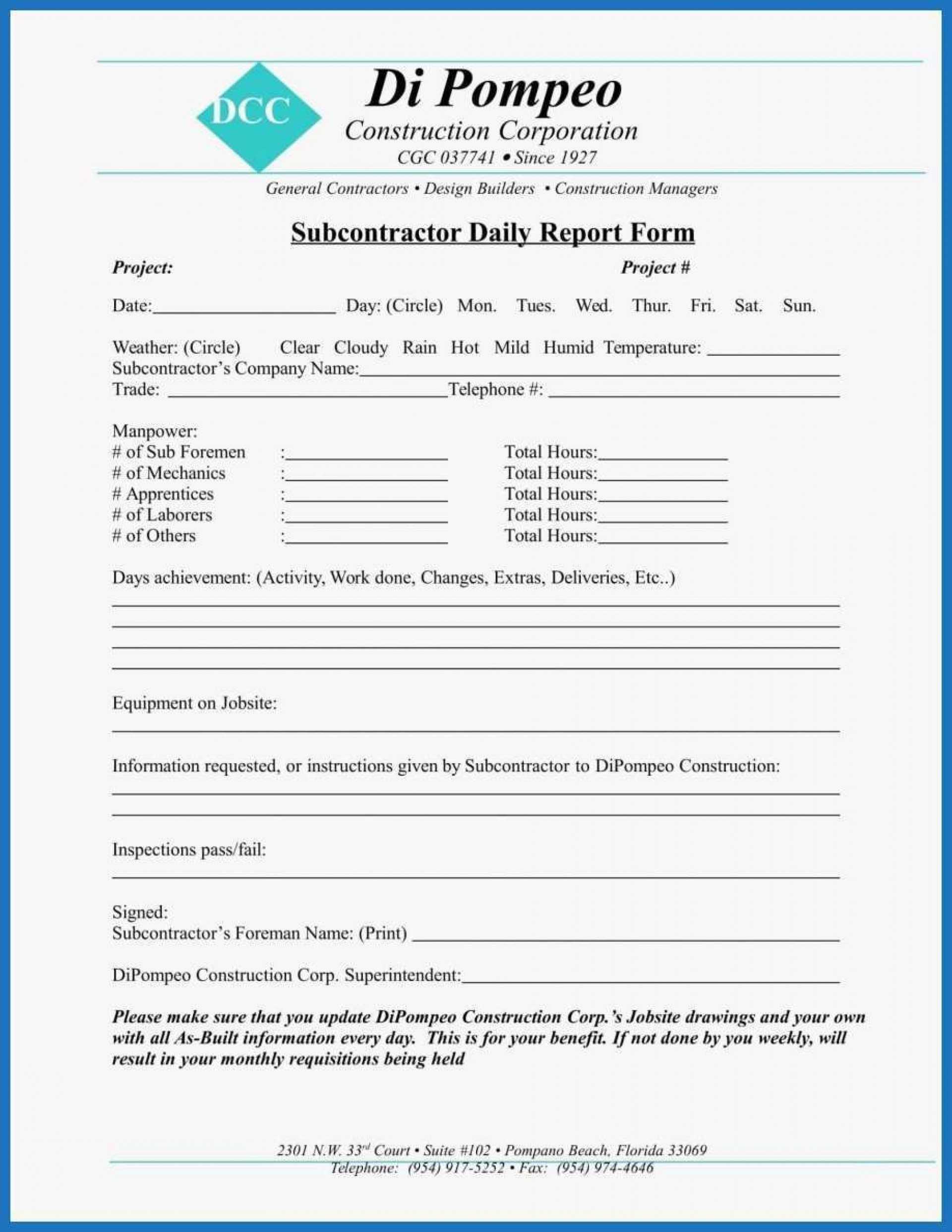 031 Construction Daily Work Report Format Template Ideascel Inside Best Report Format Template