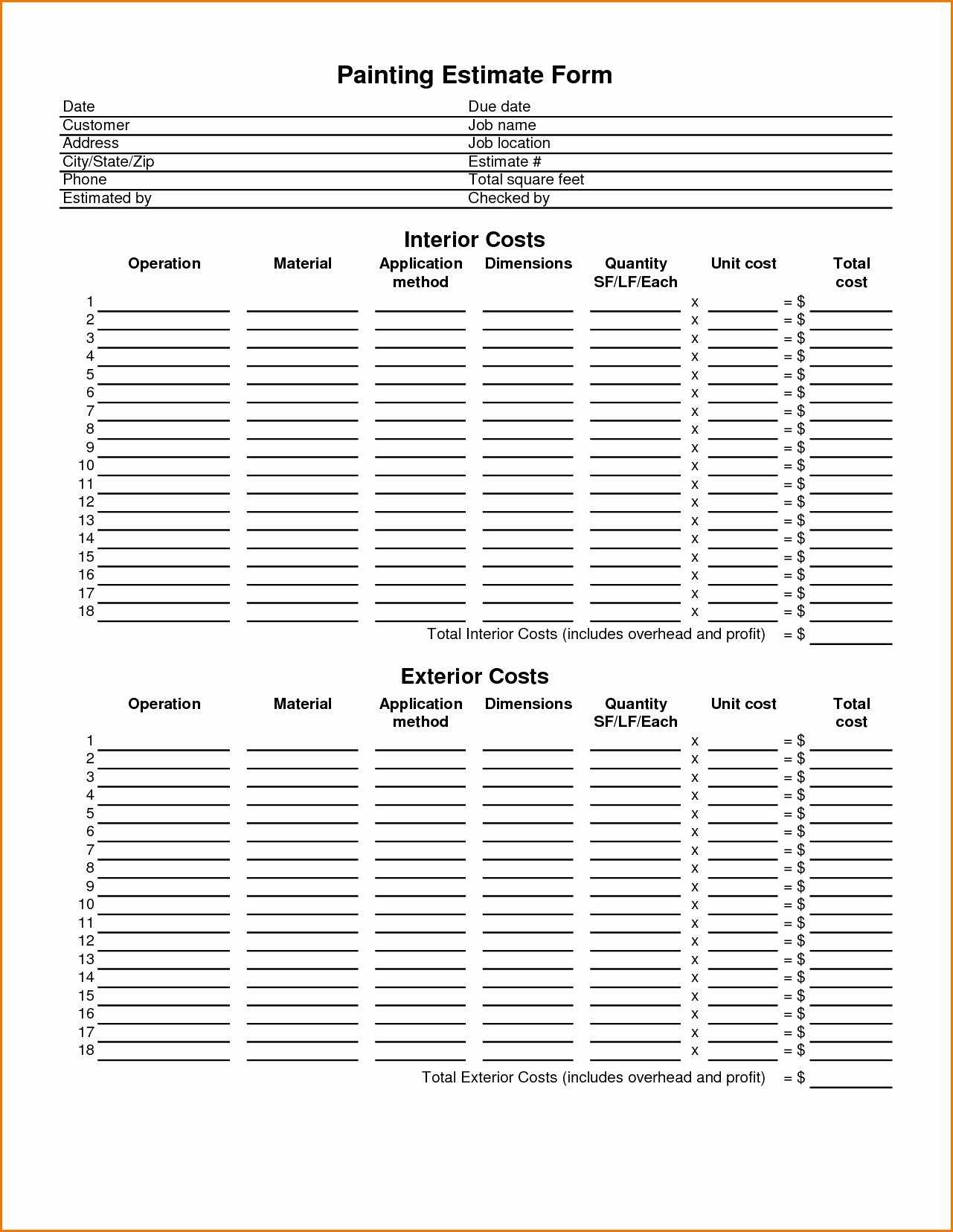 031 Free Job Estimate Template Word Awesome Amandae Of Pertaining To Work Estimate Template Word