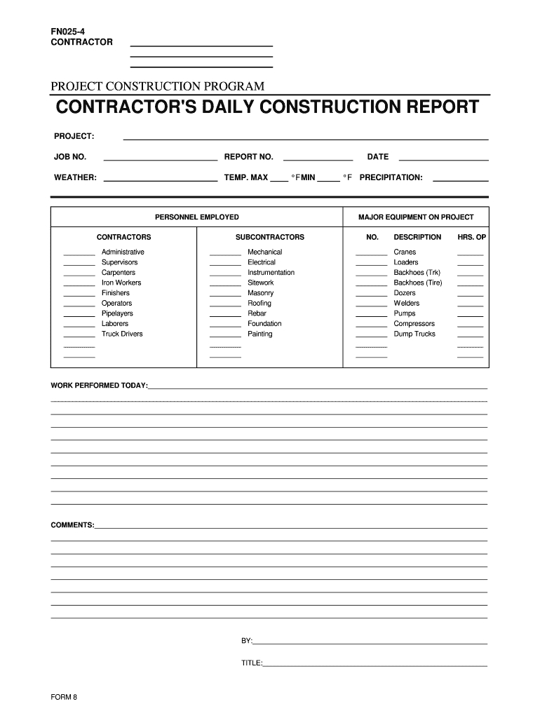 032 Construction Superintendent Daily Report Forms Template Inside Superintendent Daily Report Template
