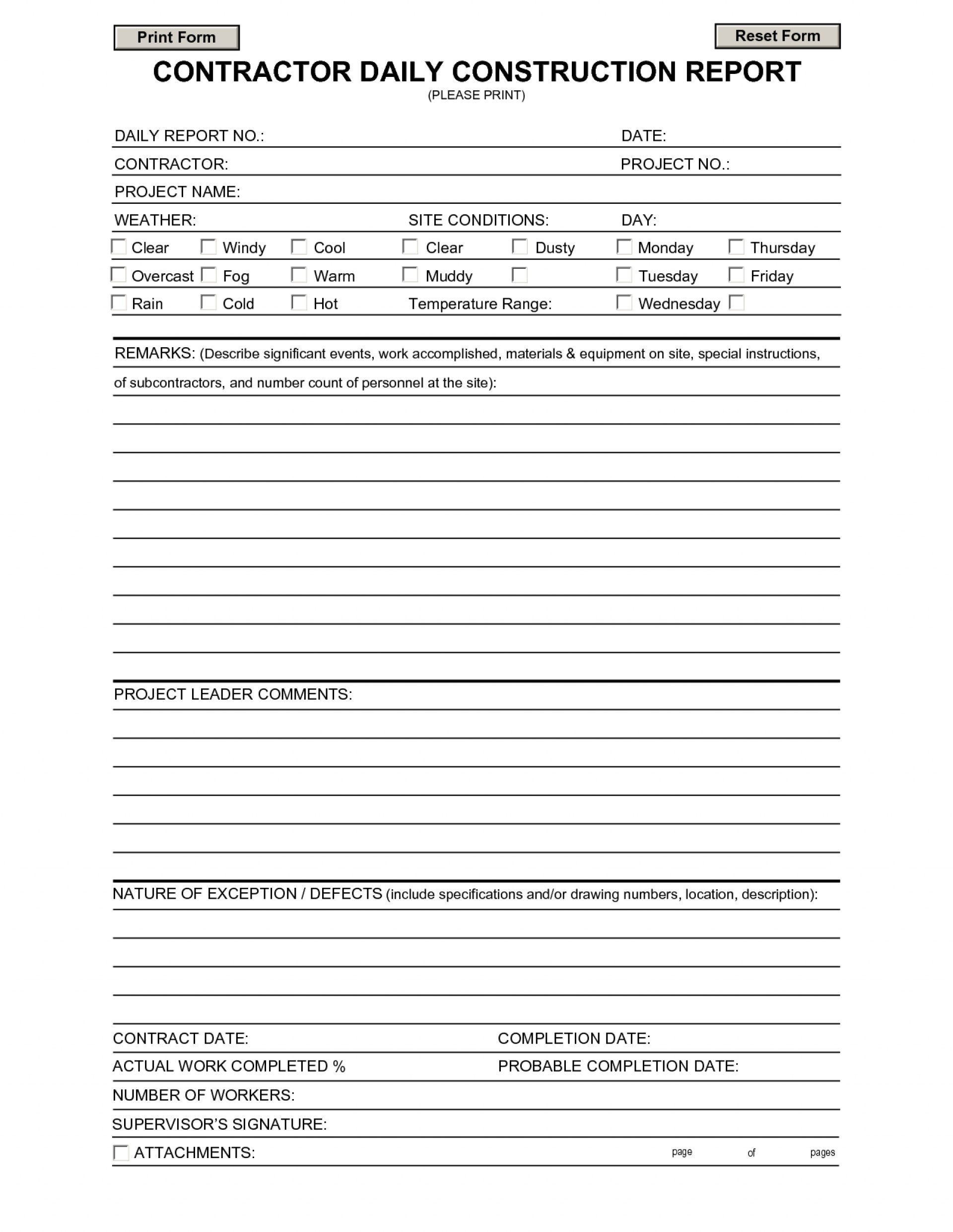 033 Daily Progress Report Format For Building Construction Pertaining To Building Defect Report Template