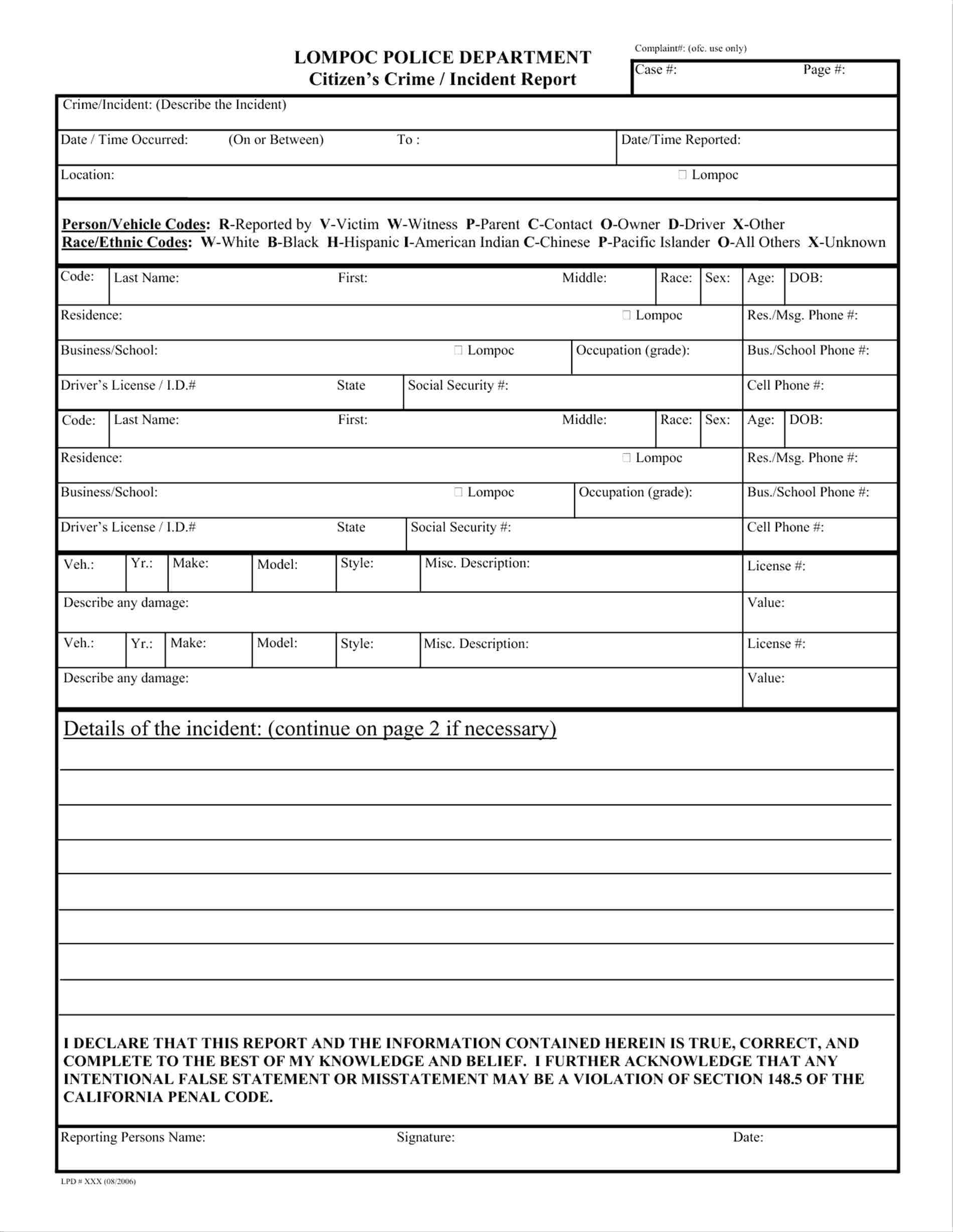 033 Traffic Accident Report Form Template Ideas Police Intended For Police Incident Report Template