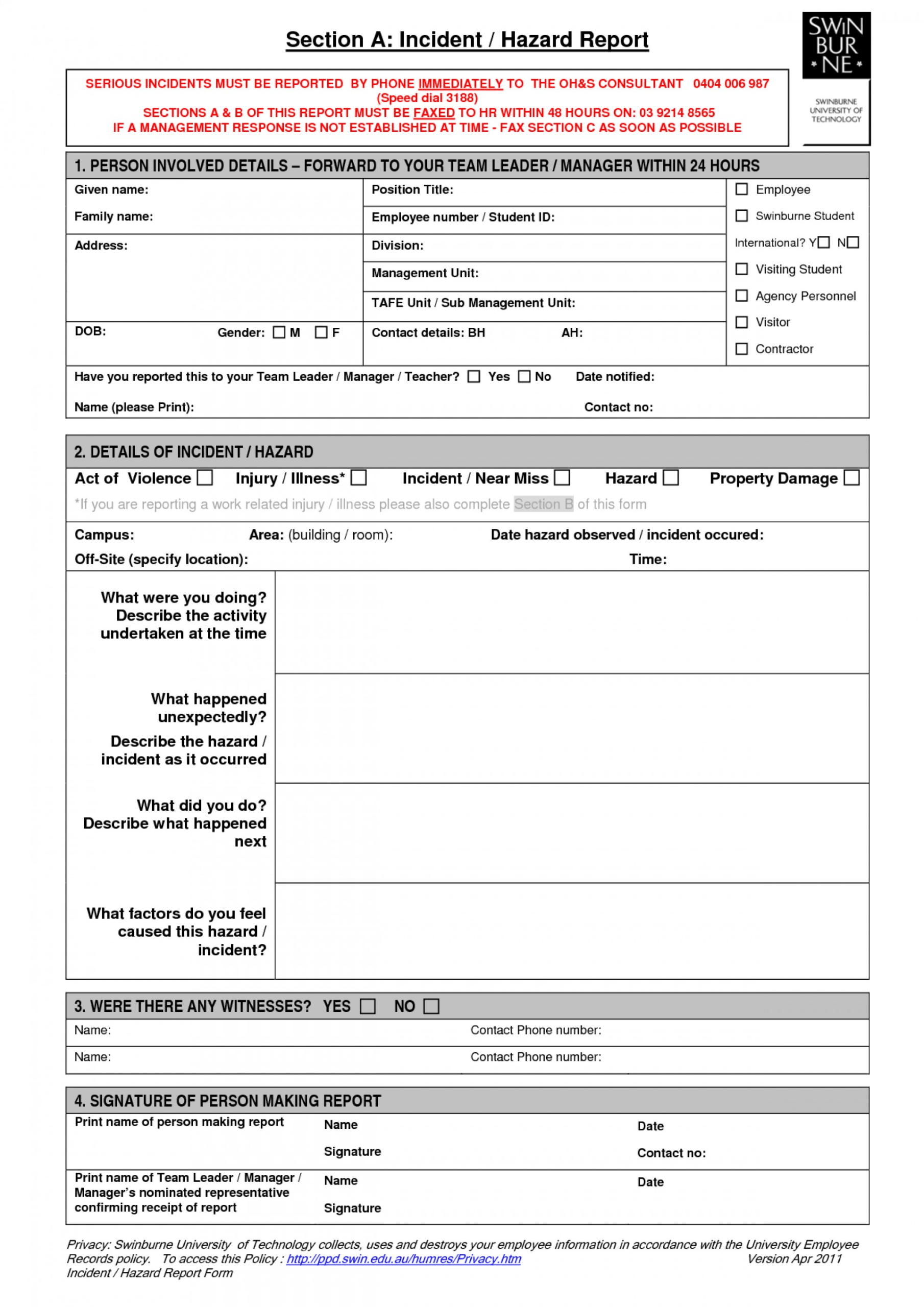 035 Template Ideas Incident Report Form Word Format 20It In Itil Incident Report Form Template